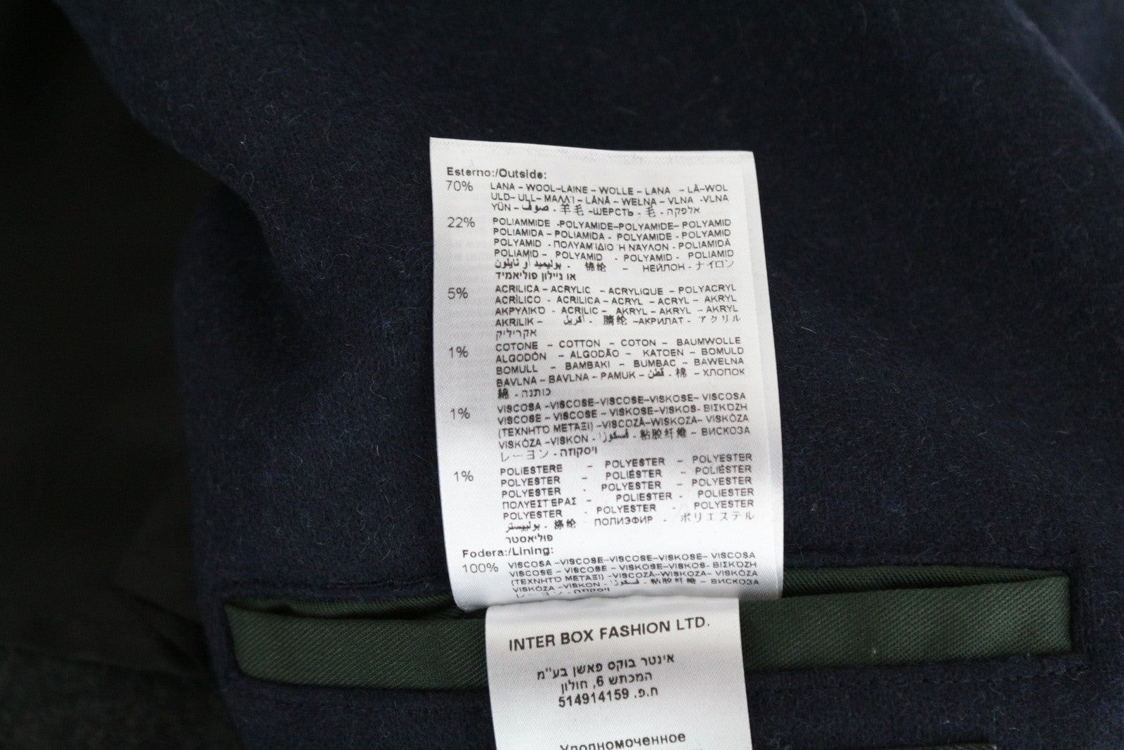 REPLAY vyriškas paltas 50 mėlynas vilnos mišinio dvieilis su smailia apykakle, rekomenduojama mažmeninė kaina – 499 € 