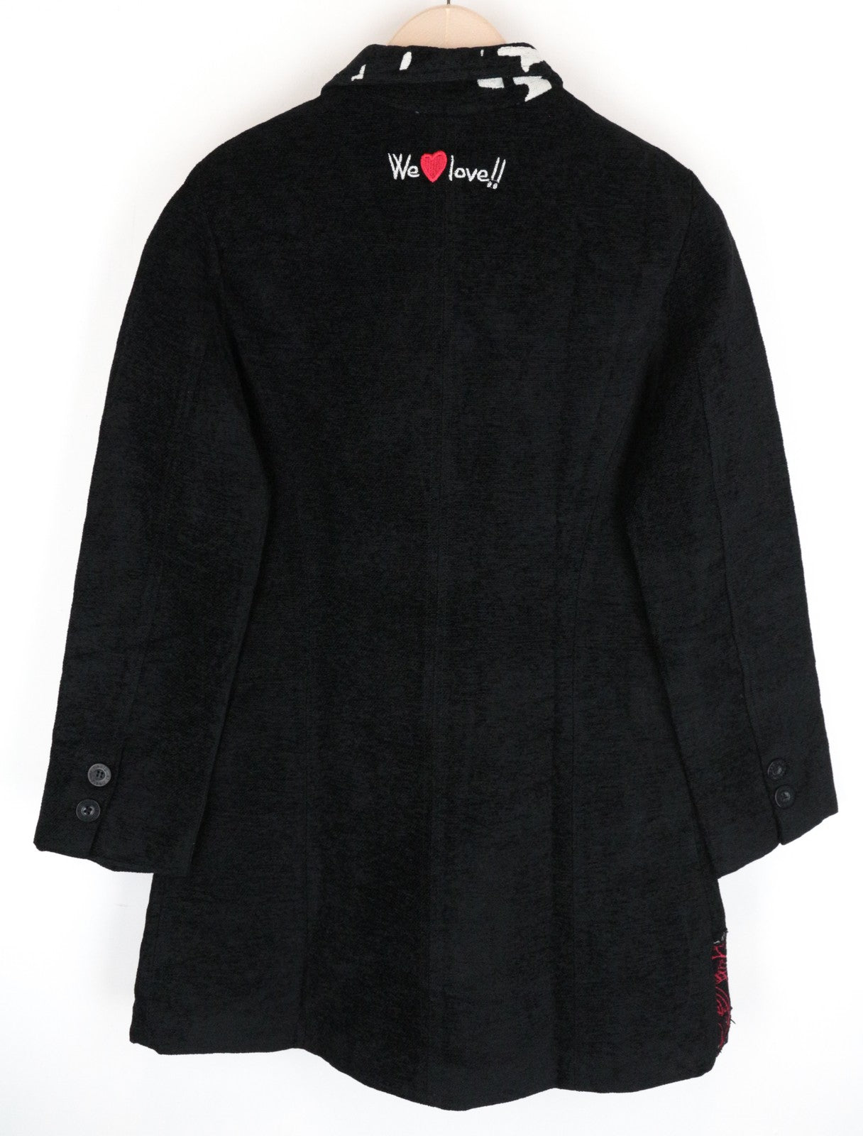 DESIGUAL Anna Laura moteriškas paltas ~38 juodas medvilnės mišinio vieneilis raštuotas 