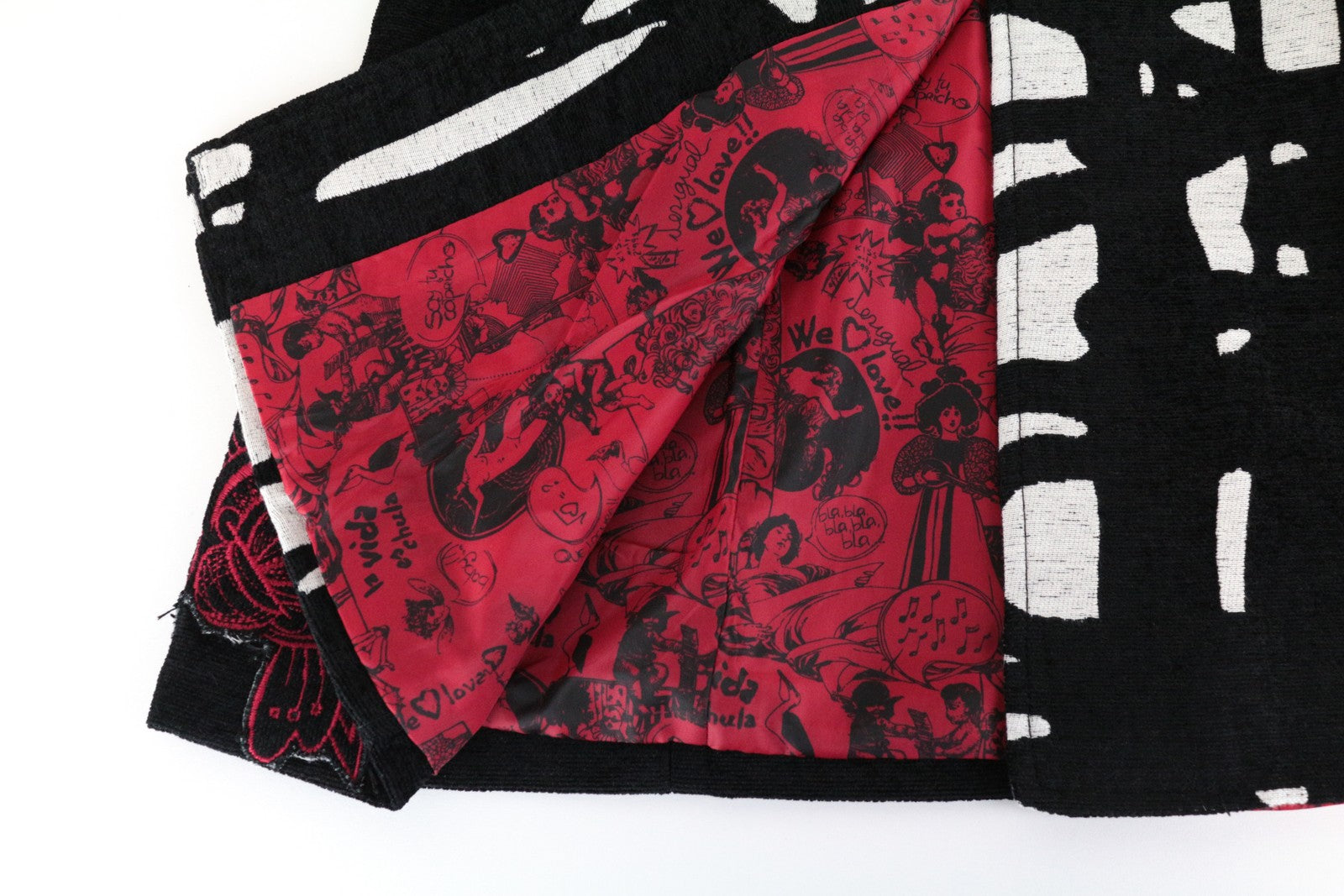 DESIGUAL Anna Laura moteriškas paltas ~38 juodas medvilnės mišinio vieneilis raštuotas 