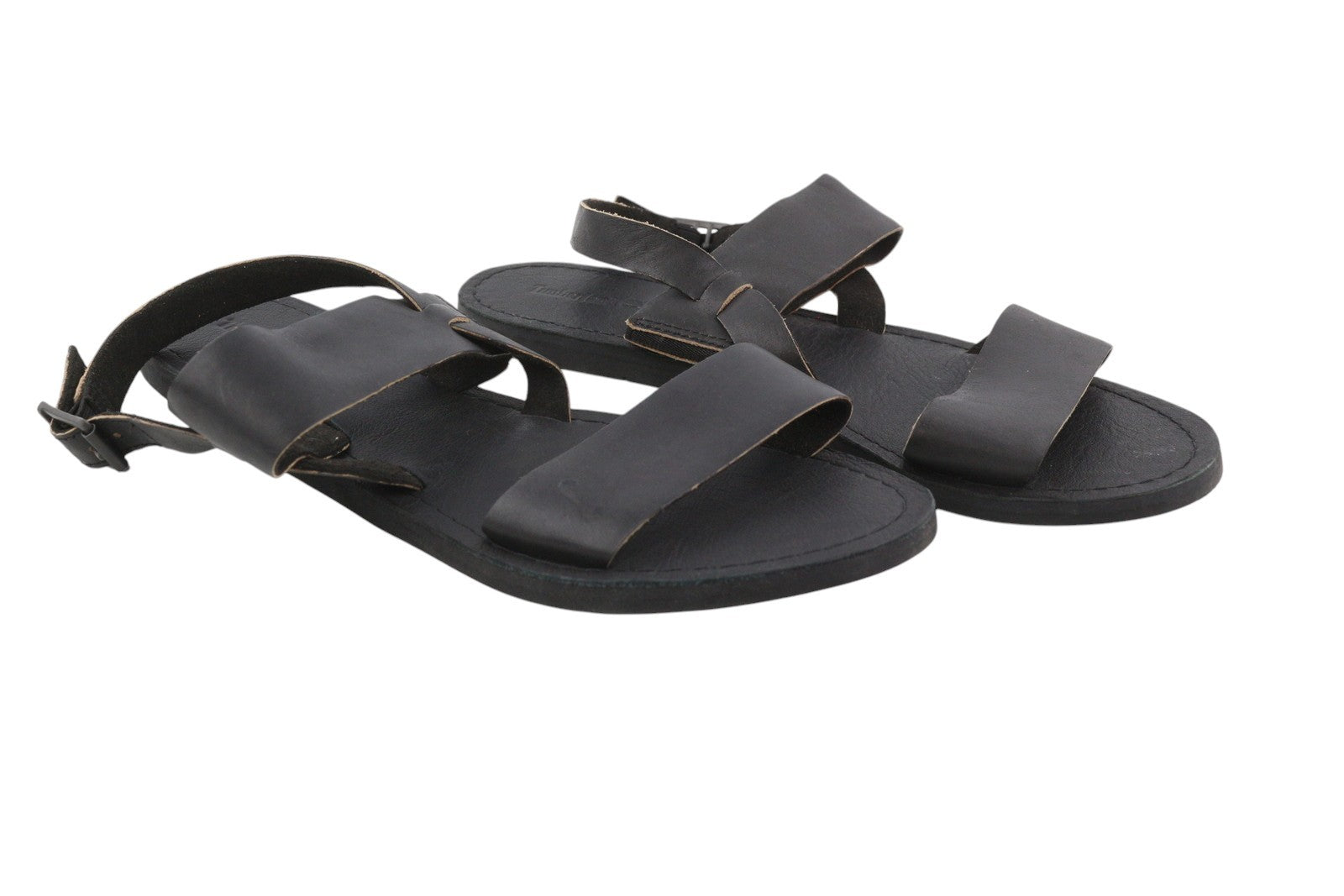TIMBERLAND A1JFA Women Sandals EU39 EU39.5 Black Leather Open Toe Buckle Closure