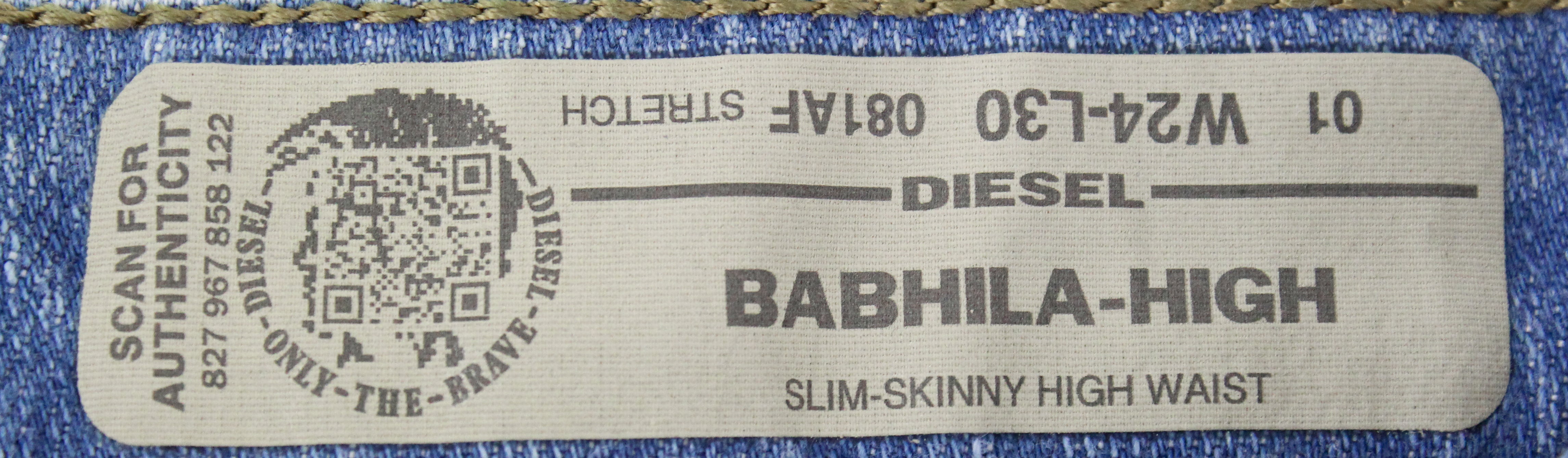 DIESEL Babhila-High 081AF moteriški džinsai W24/L30 Slim Skinny Stretch mėlyni 