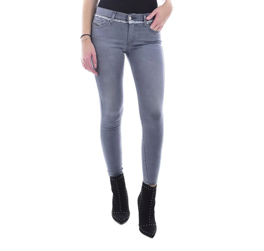 DIESEL Slandy-Ankle-W 084QB Women's Jeans W27/L32 Super Slim Skinny Grey Stretch