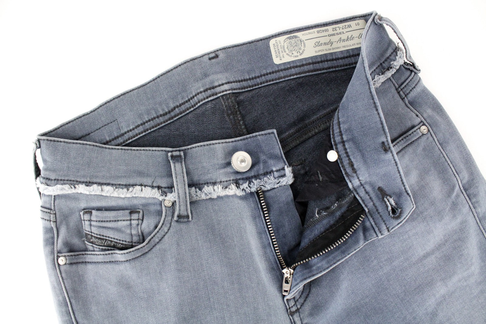 DIESEL Slandy-Ankle-W 084QB Women's Jeans W27/L32 Super Slim Skinny Grey Stretch