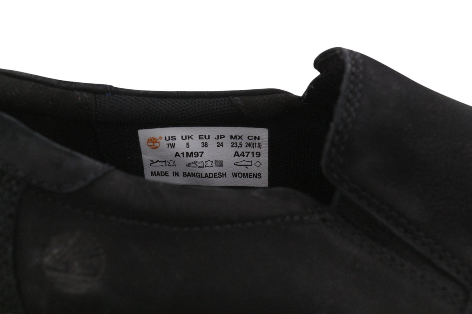 TIMBERLAND A1M97 moteriški bateliai EU38 EU38.5 juodi odiniai laisvalaikio bateliai su užtrauktuku, migdolų nosimi. 