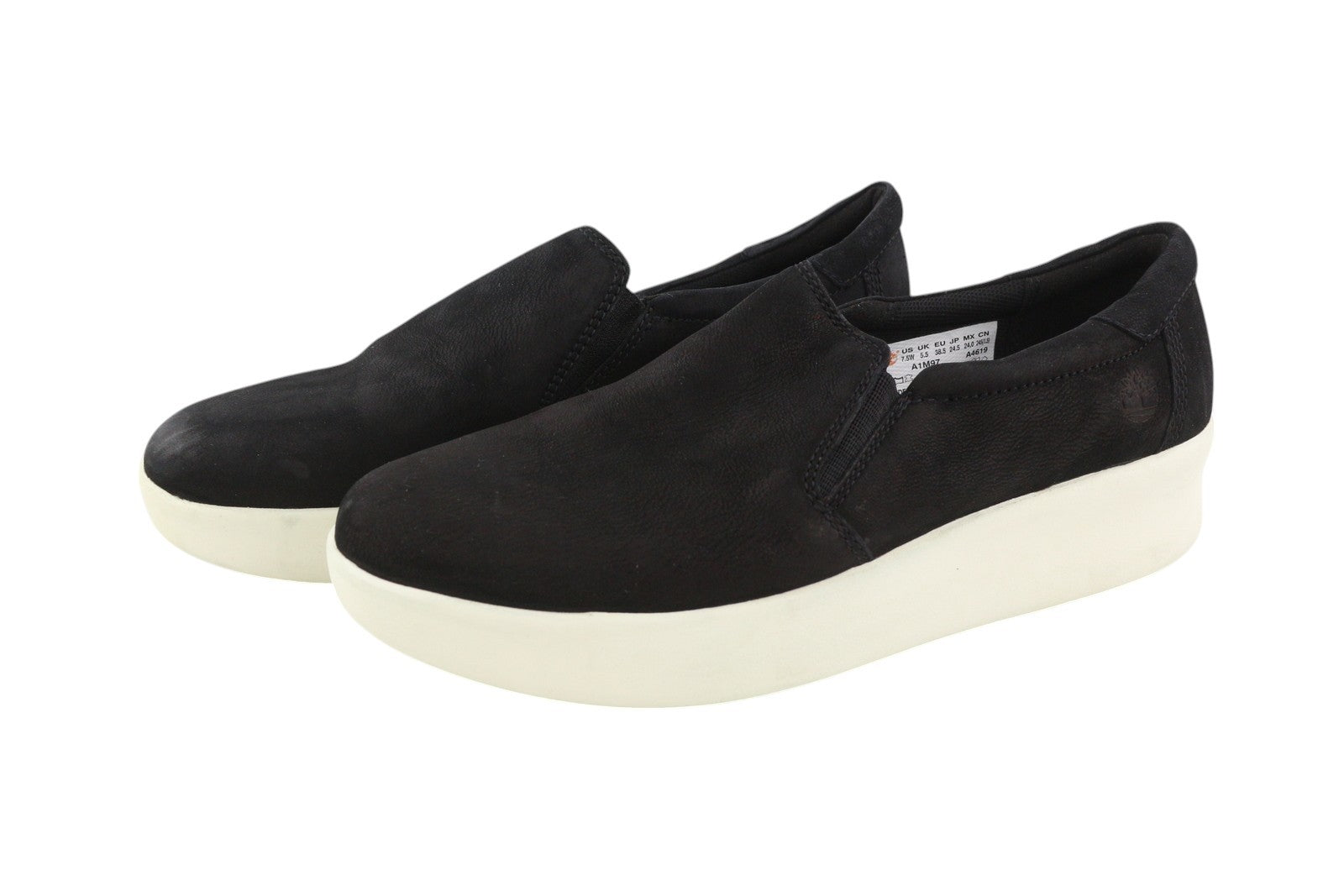 TIMBERLAND A1M97 moteriški bateliai EU38 EU38.5 juodi odiniai laisvalaikio bateliai su užtrauktuku, migdolų nosimi. 