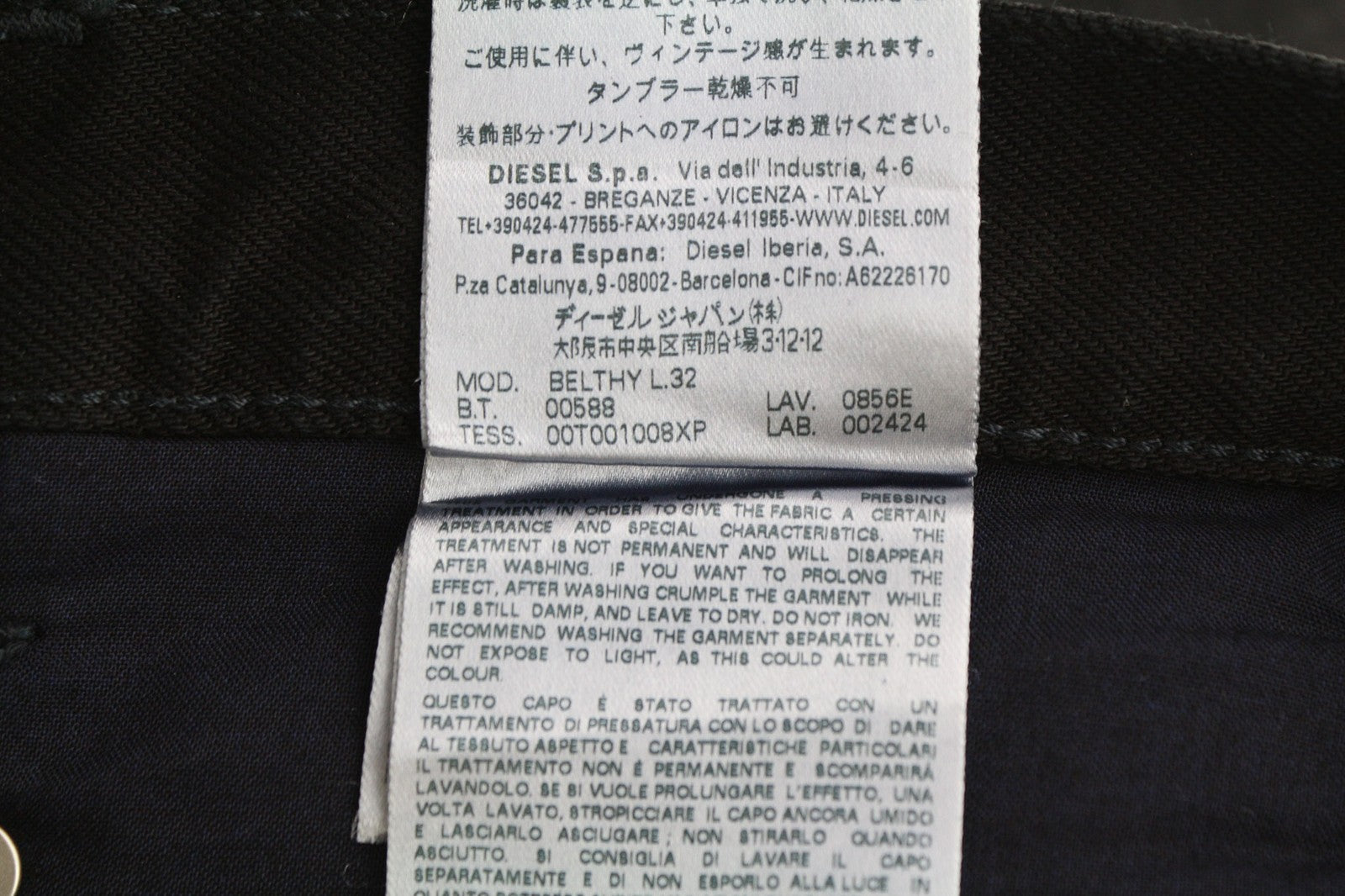 DIESEL Belthy 0856E Womens Jeans W25/L32 RRP€250 Slim Straight Low Waist Dark