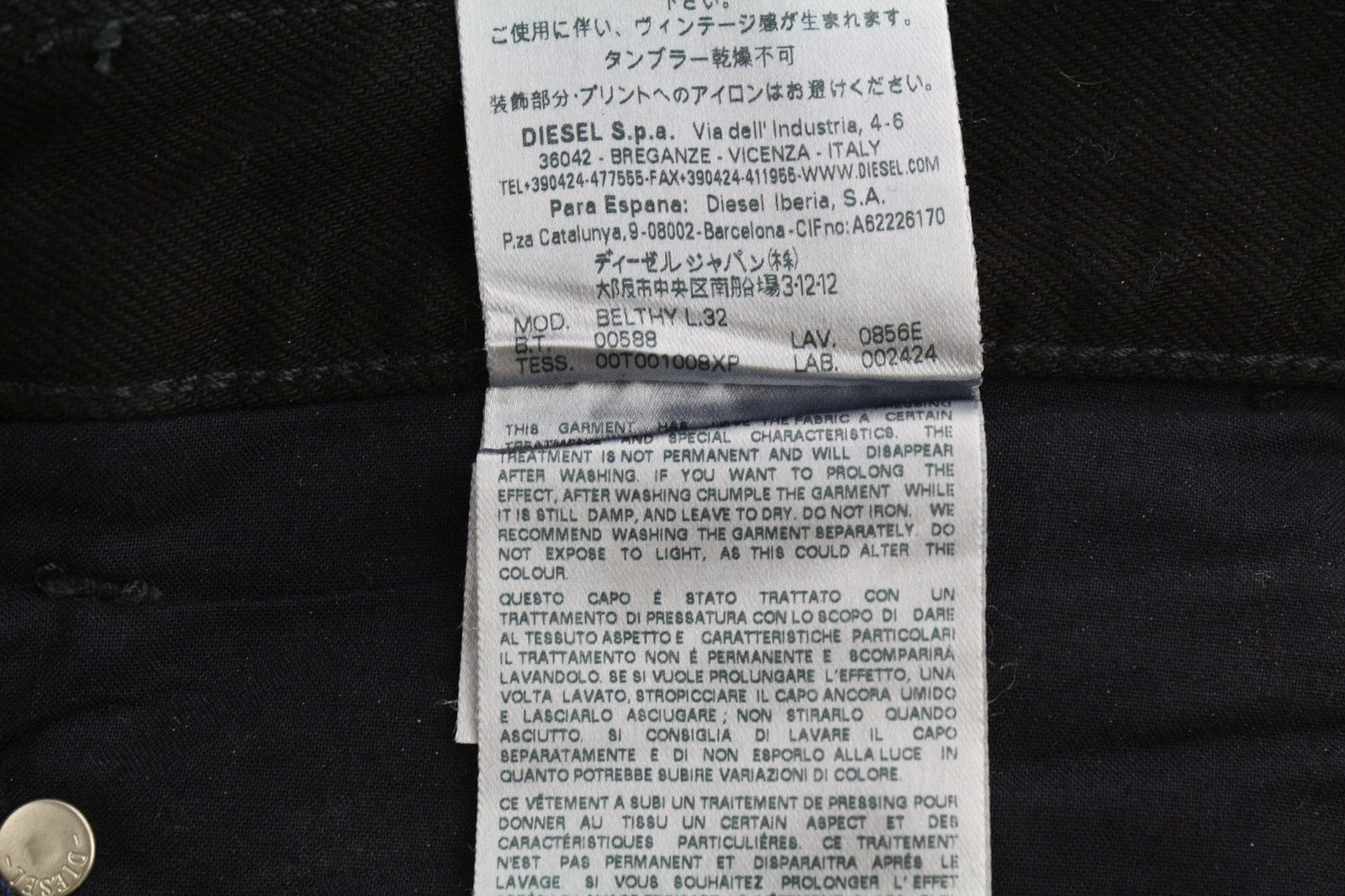 DIESEL Belthy 0856E Womens Jeans W28/L32 RRP€250 Slim Straight Low Waist Dark