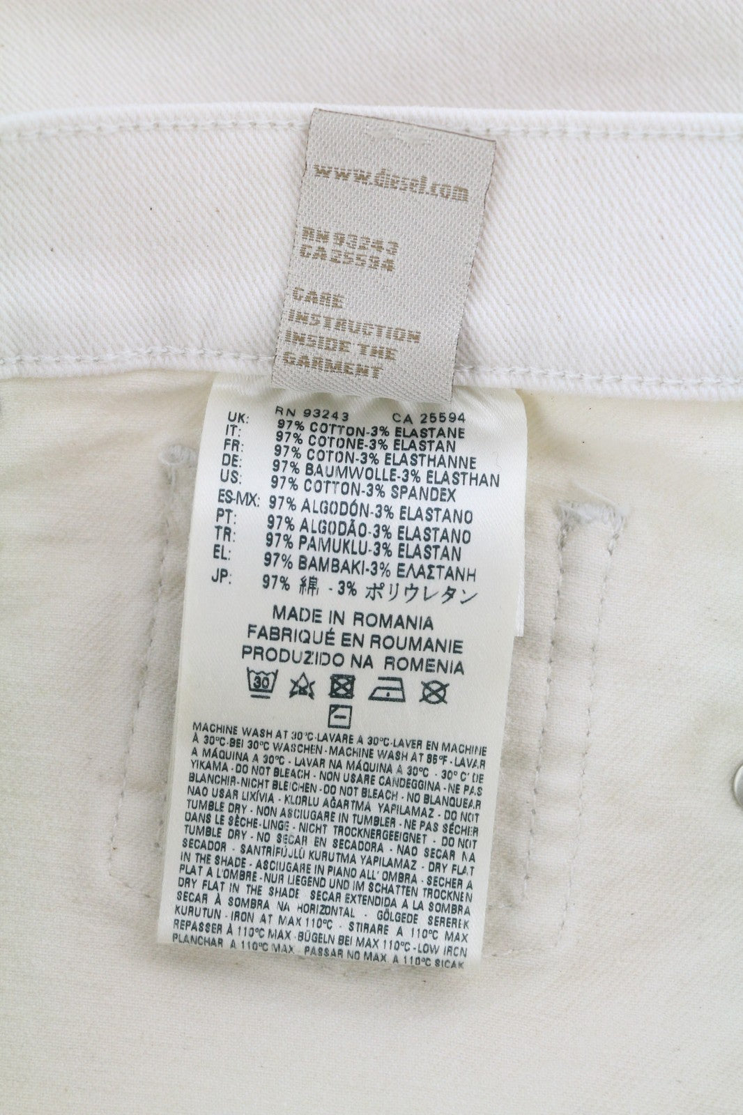 DIESEL Sandy-Patch 0672Y Womens Jeans W30/L34 RRP€190 Slim Stretch White