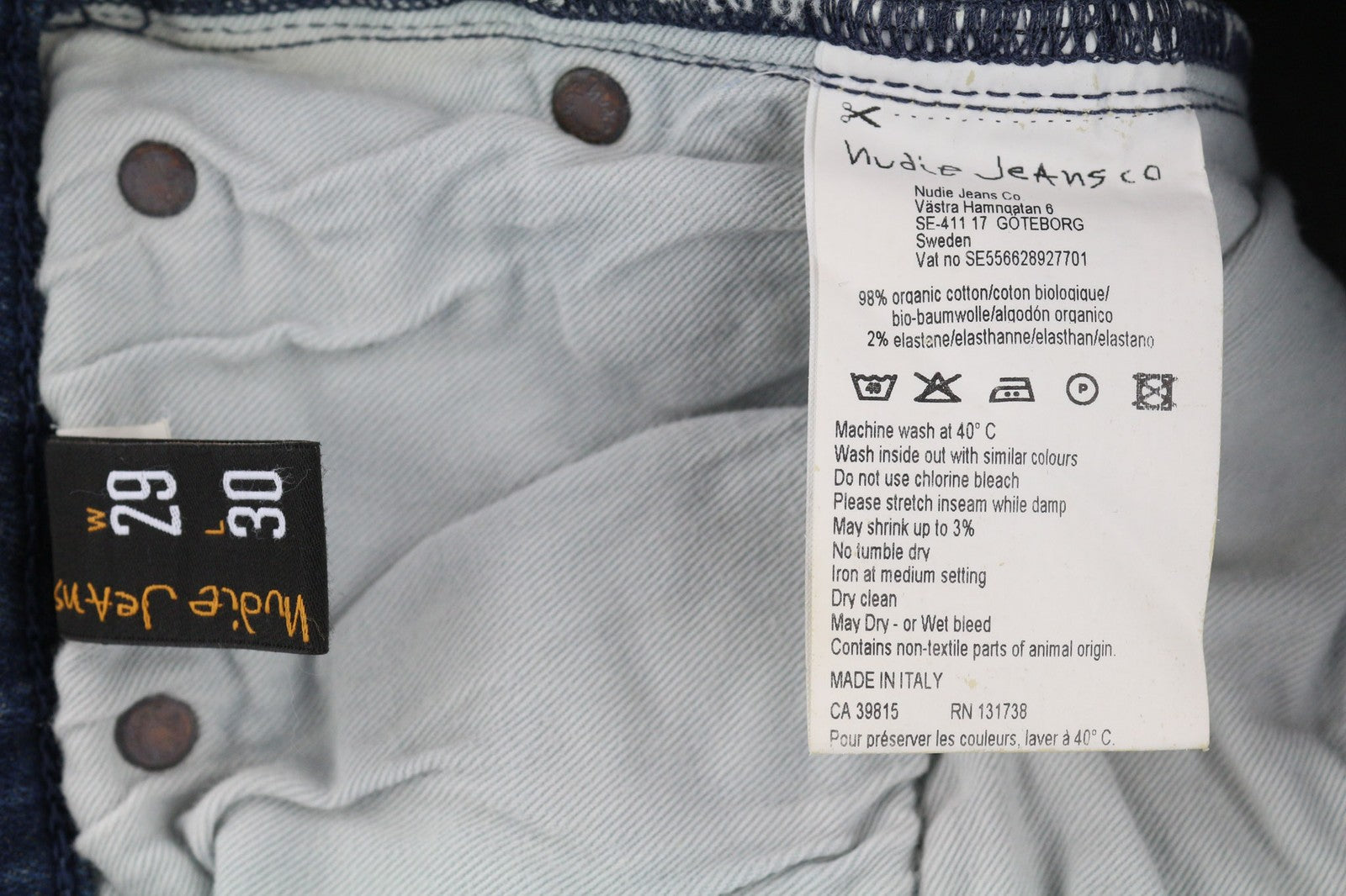 NUDIE JEANS High Kai Men Jeans W29/L30 Slim Fit Washed Blue Cotton Stretch