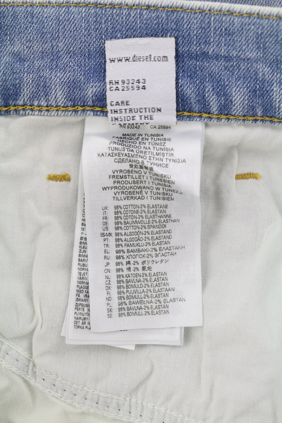 DIESEL 2019 D-Strukt 0GDAM vyriški džinsai W34/L30 plonos kojos, vidutinio juosmens, skalbtos mėlynos spalvos 