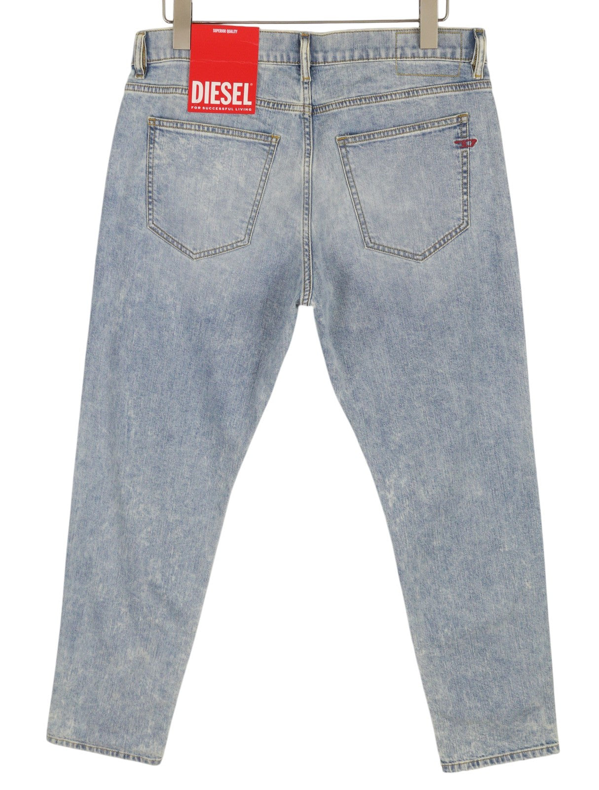 DIESEL 2019 D-Strukt 0GDAM vyriški džinsai W34/L30 plonos kojos, vidutinio juosmens, skalbtos mėlynos spalvos 