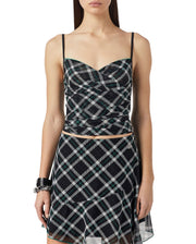 DIESEL T-Solas-Drap moteriški marškinėliai S dydžio, juodi, languoti, be rankovių, su raukiniais. Rekomenduojama mažmeninė kaina – 150 €. 