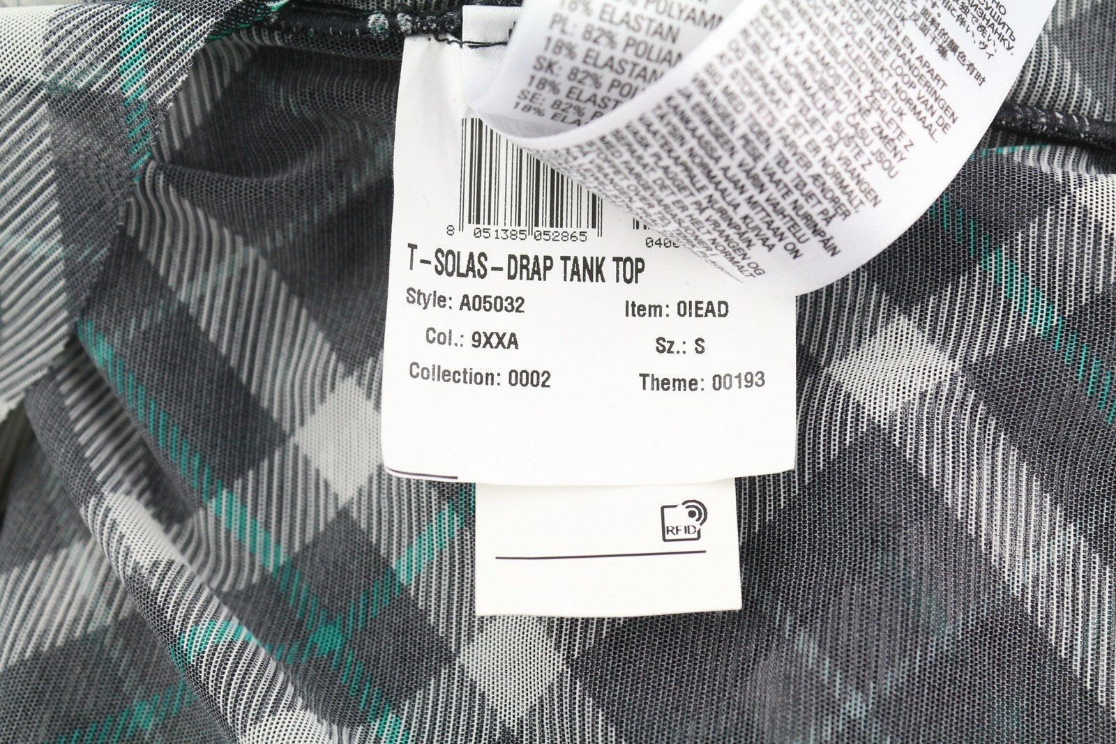 DIESEL T-Solas-Drap moteriški marškinėliai S dydžio, juodi, languoti, be rankovių, su raukiniais. Rekomenduojama mažmeninė kaina – 150 €. 