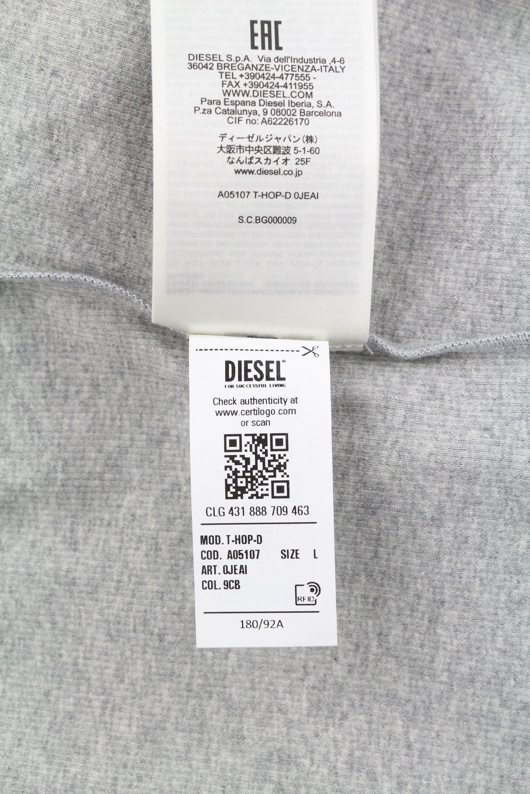 DIESEL T-Hop-D moteriški marškinėliai L melanžo pilki be rankovių apvalios iškirptės tamprūs logotipas 