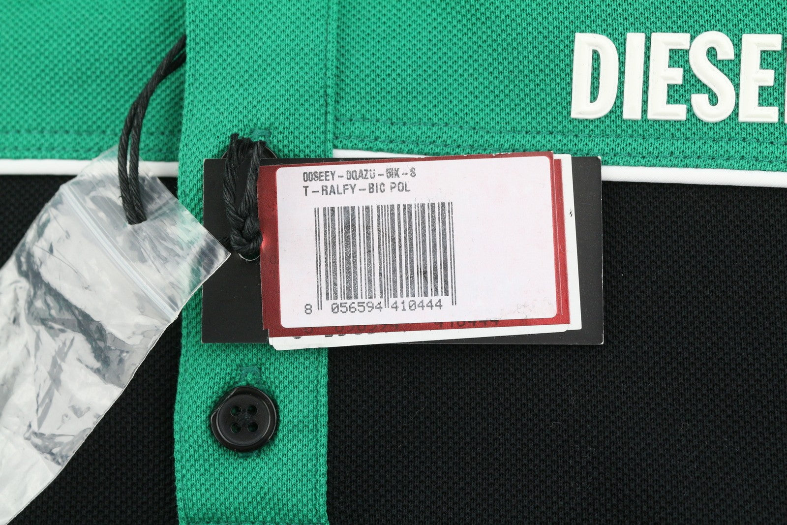 DIESEL T-Ralfy-Bic vyriški marškinėliai S su trumpomis rankovėmis, medvilniniai, juodi ir žali. 