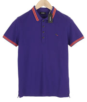 DIESEL T-Randy vyriški marškinėliai su trumpomis rankovėmis, tamsiai mėlyni, su sagomis ir tampriu raštu. 