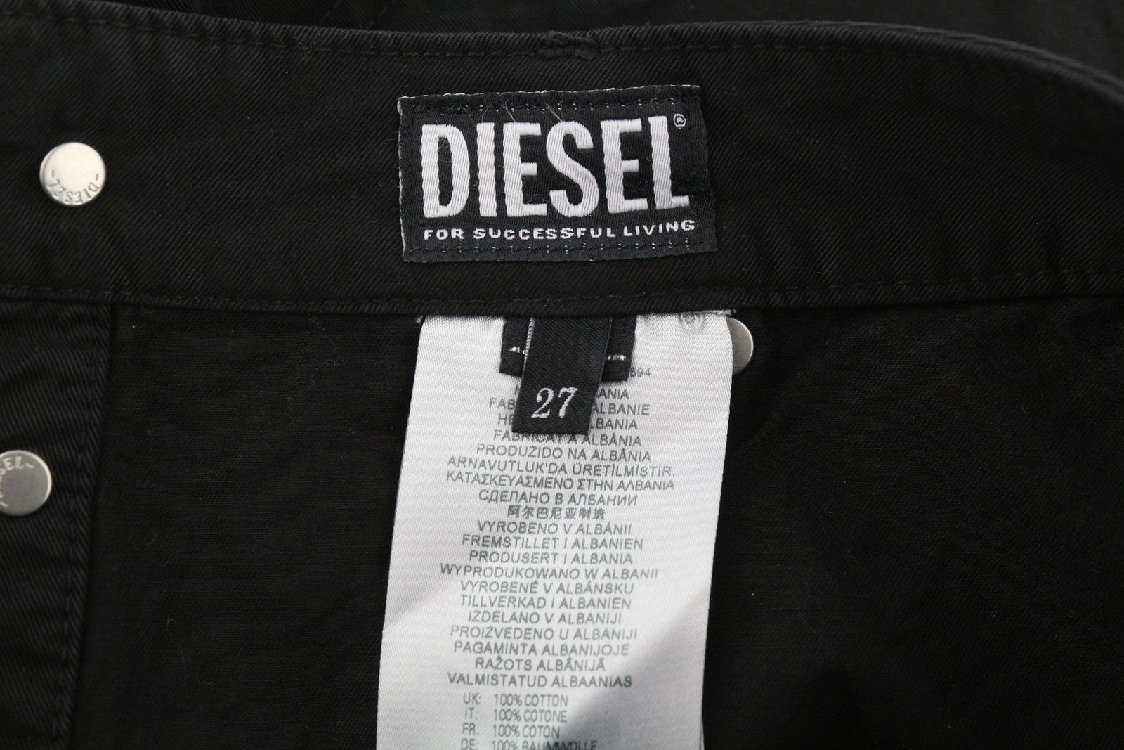 DIESEL O-Beige moteriškas sijonas W27 juodas medvilninis RRP 150 € 5 dizaino kišenės su logotipu Mini 