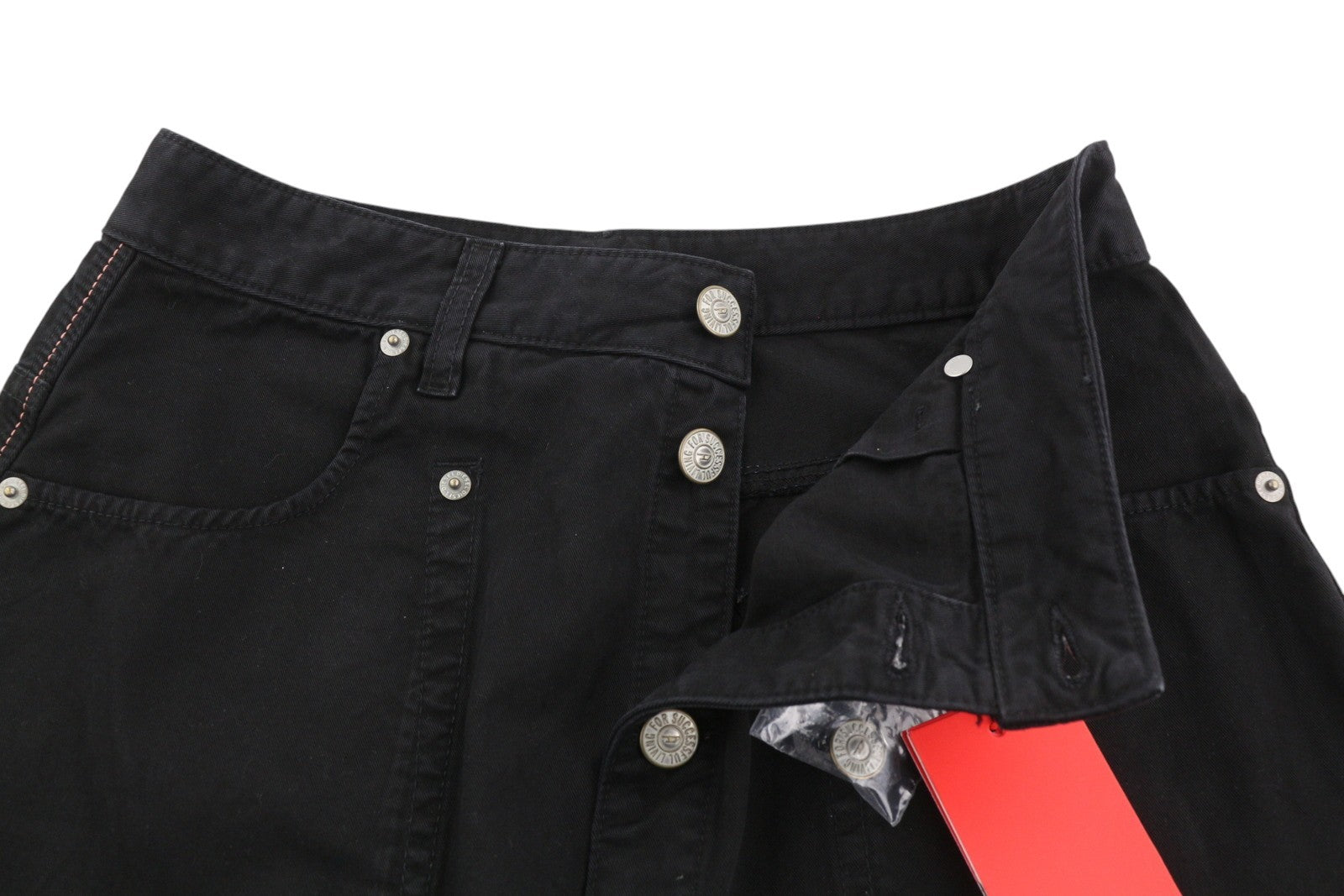 DIESEL O-Beige moteriškas sijonas W27 juodas medvilninis RRP 150 € 5 dizaino kišenės su logotipu Mini 