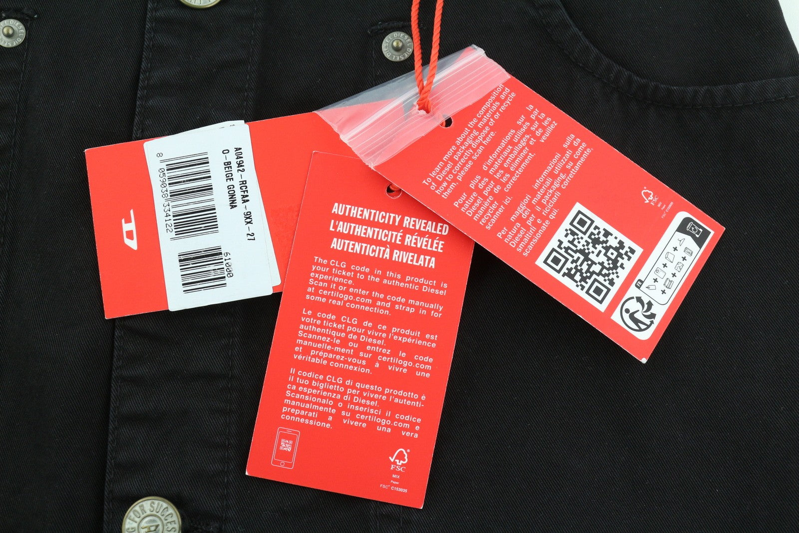 DIESEL O-Beige moteriškas sijonas W27 juodas medvilninis RRP 150 € 5 dizaino kišenės su logotipu Mini 