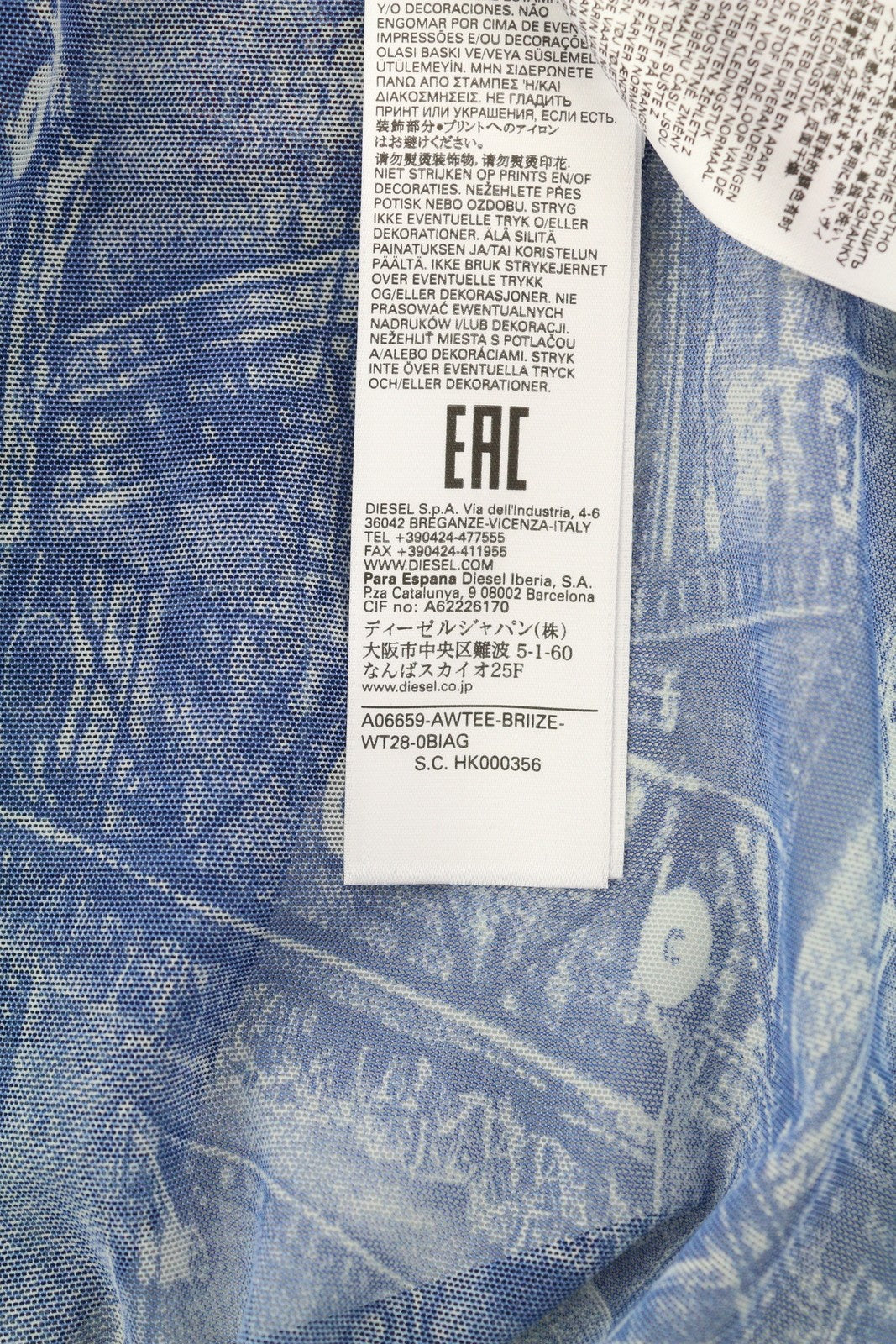 DIESEL Awtee-Briize-Wt28 moteriški marškinėliai M, skalbti mėlyni, trumpomis rankovėmis, permatomi, trumpi 