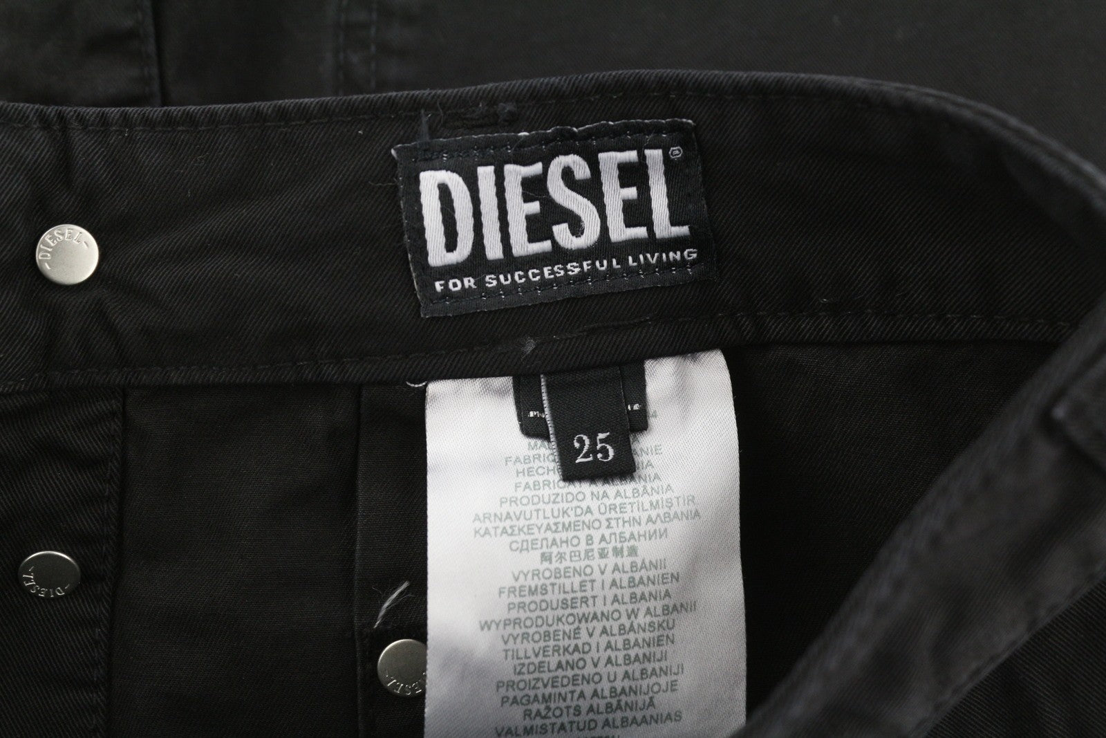 DIESEL O-Beige moteriškas sijonas, W25, juodas medvilninis, RRP 150 €, 5 dizaino kišenės, mini logotipas. 