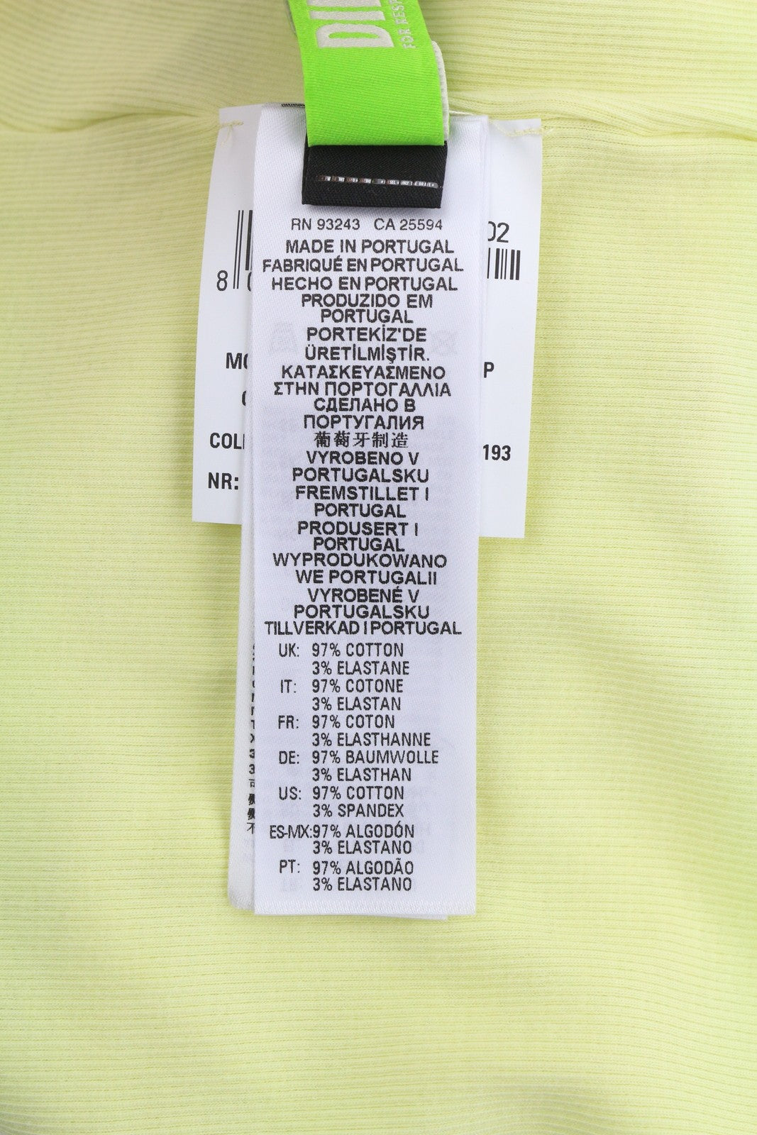 DIESEL T-Ribby moteriški marškinėliai S dydžio, geltoni, trumpomis rankovėmis, apvaliu kaklu, tamprūs, trumpi 