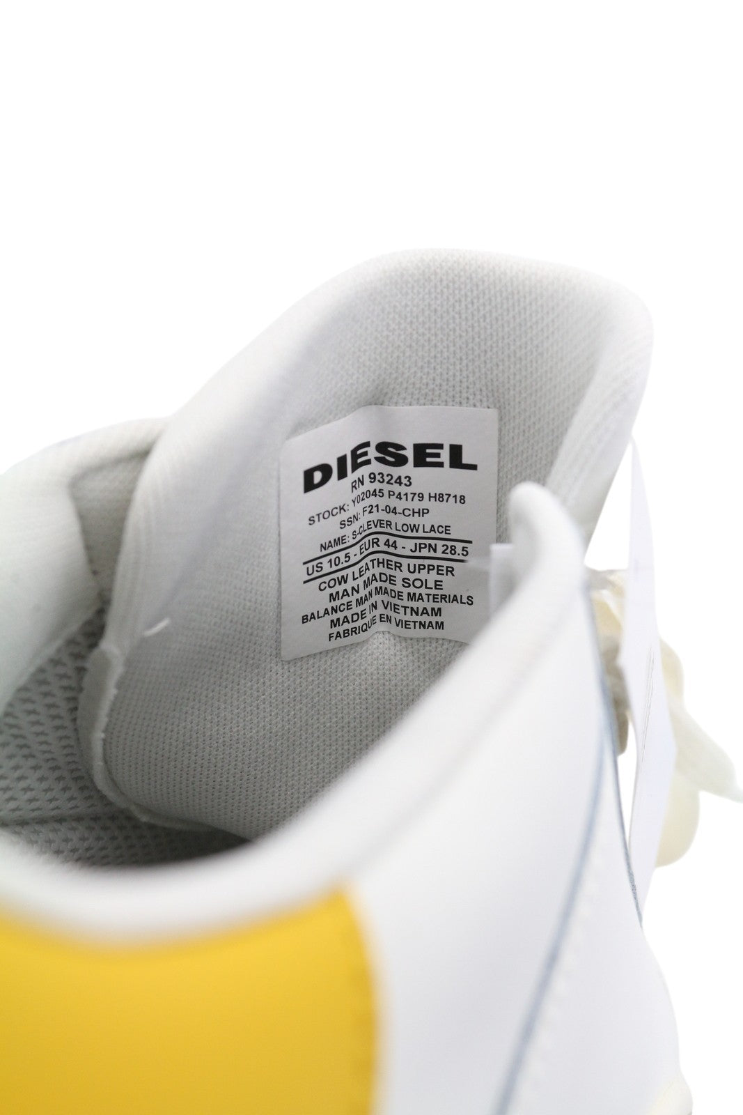 DIESEL S-Clever žemi nėrinių vyriški sportbačiai, EU44, odiniai, balti, migdolų spalvos, su priekine nosele, RRP 140 € 