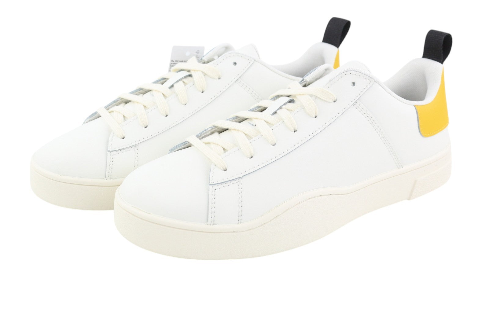 DIESEL S-Clever žemi nėrinių vyriški sportbačiai, EU44, odiniai, balti, migdolų spalvos, su priekine nosele, RRP 140 € 