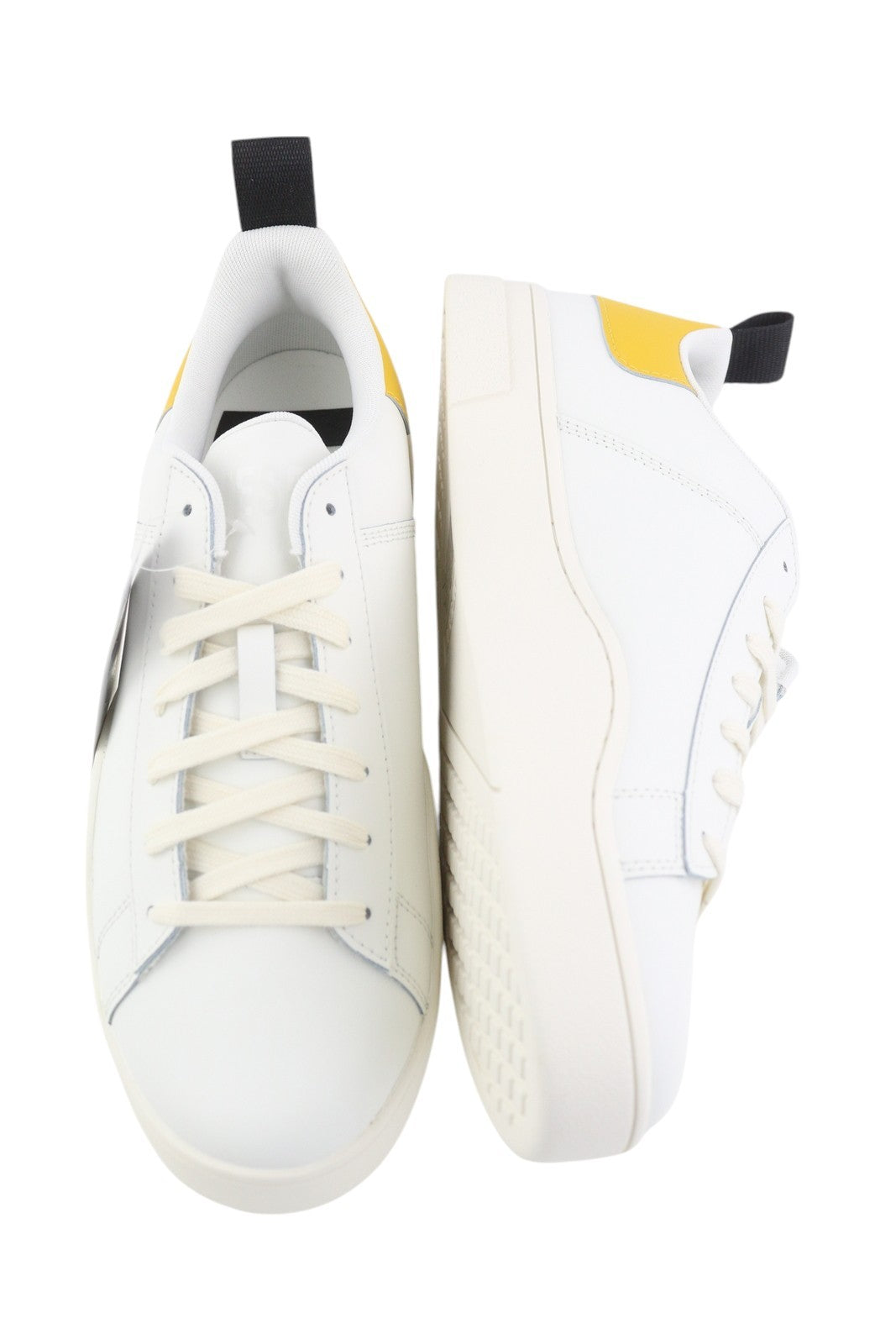 DIESEL S-Clever žemi nėrinių vyriški sportbačiai, EU44, odiniai, balti, migdolų spalvos, su priekine nosele, RRP 140 € 