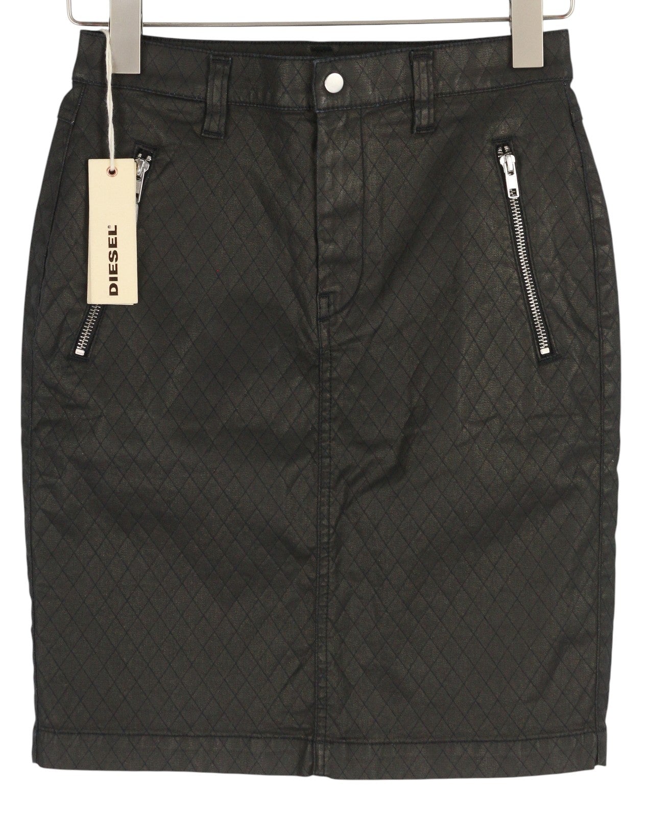 DIESEL De-Frank 0668Z moteriškas sijonas, W27, blizgučiais juodas, blizgantis, siuvinėtas, RRP175