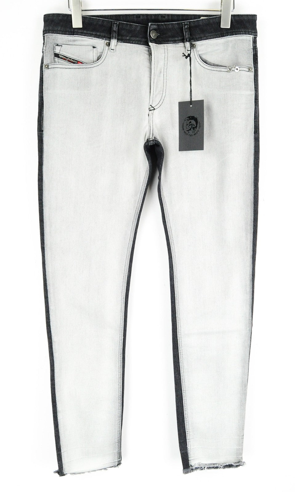 DIESEL Sleenker-X-SP 082AX vyriški W33 L32 ploni aptempti džinsai su sagomis ir dviejų spalvų 