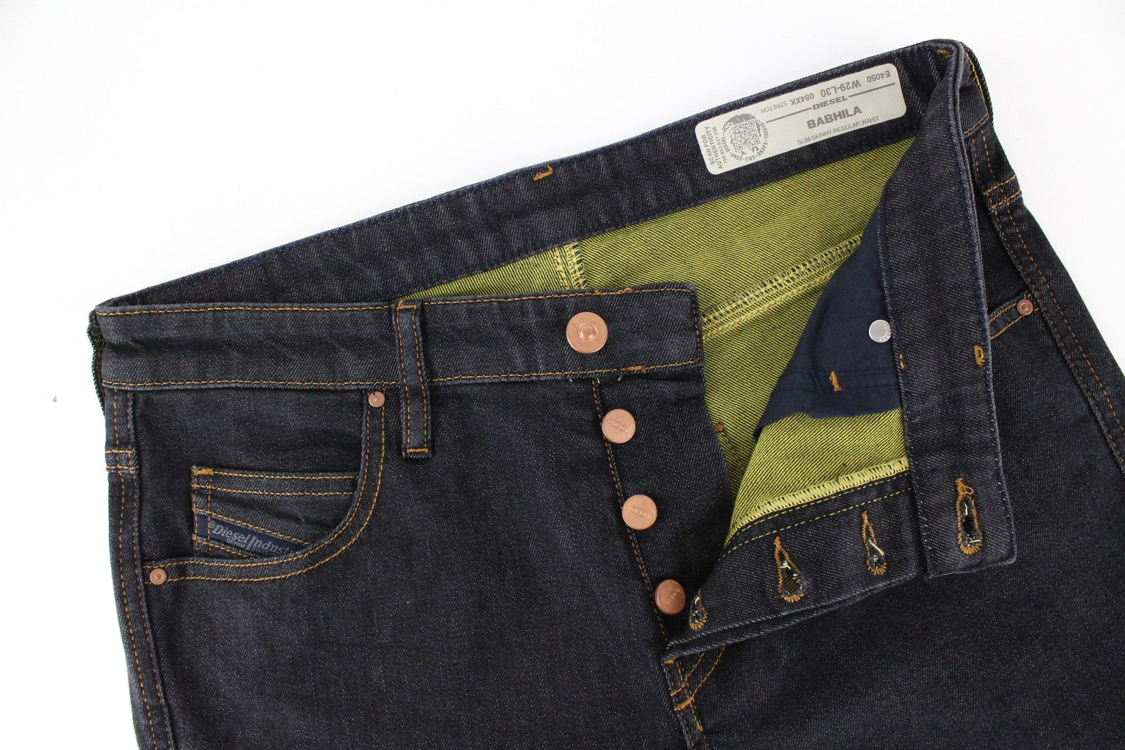 DIESEL Babhila 084XK moteriški džinsai W29/L30 tamsiai mėlyni su sagomis 