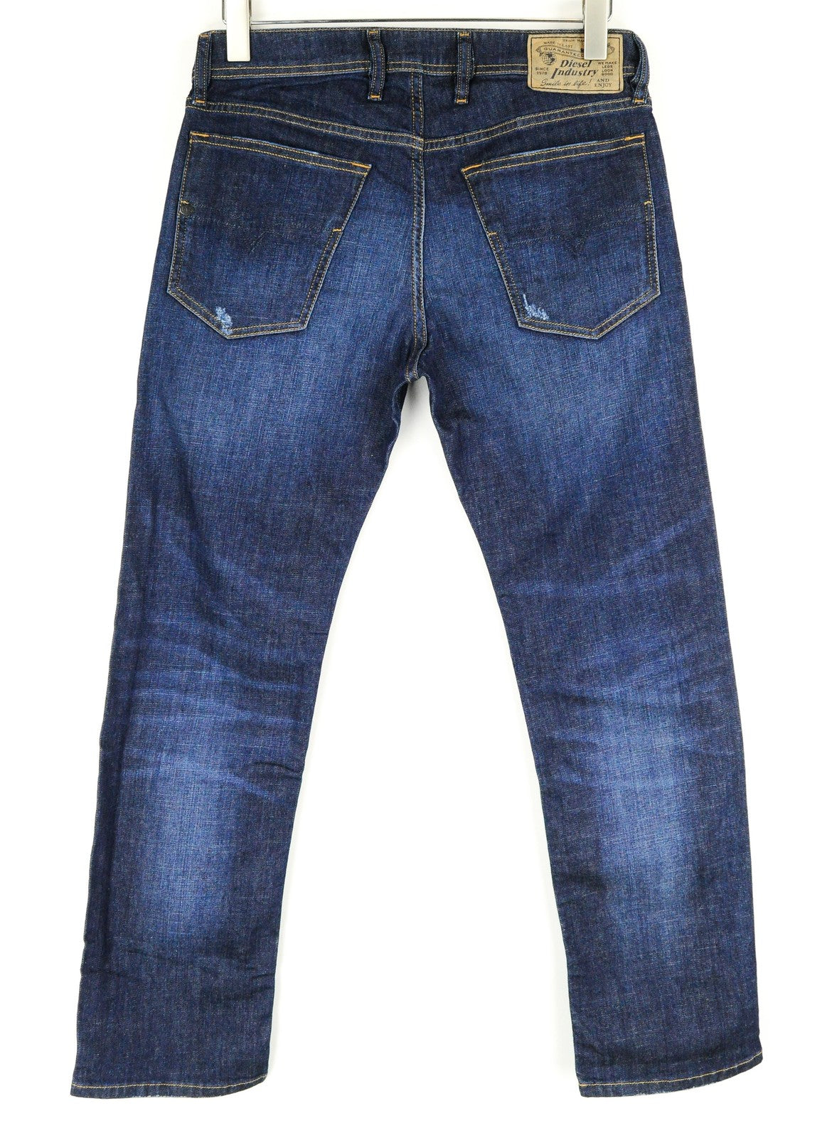 DIESEL Waykee R7NA8 Mens Blue Distressed W28 L30 Straight  Button-Fly Jeans