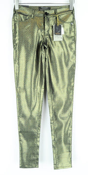 MAISON SCOTCH moteriški W25 L32 aptempti džinsai su užtrauktuku ir blizgučiais, vidutinio liemens juosmens raštu 