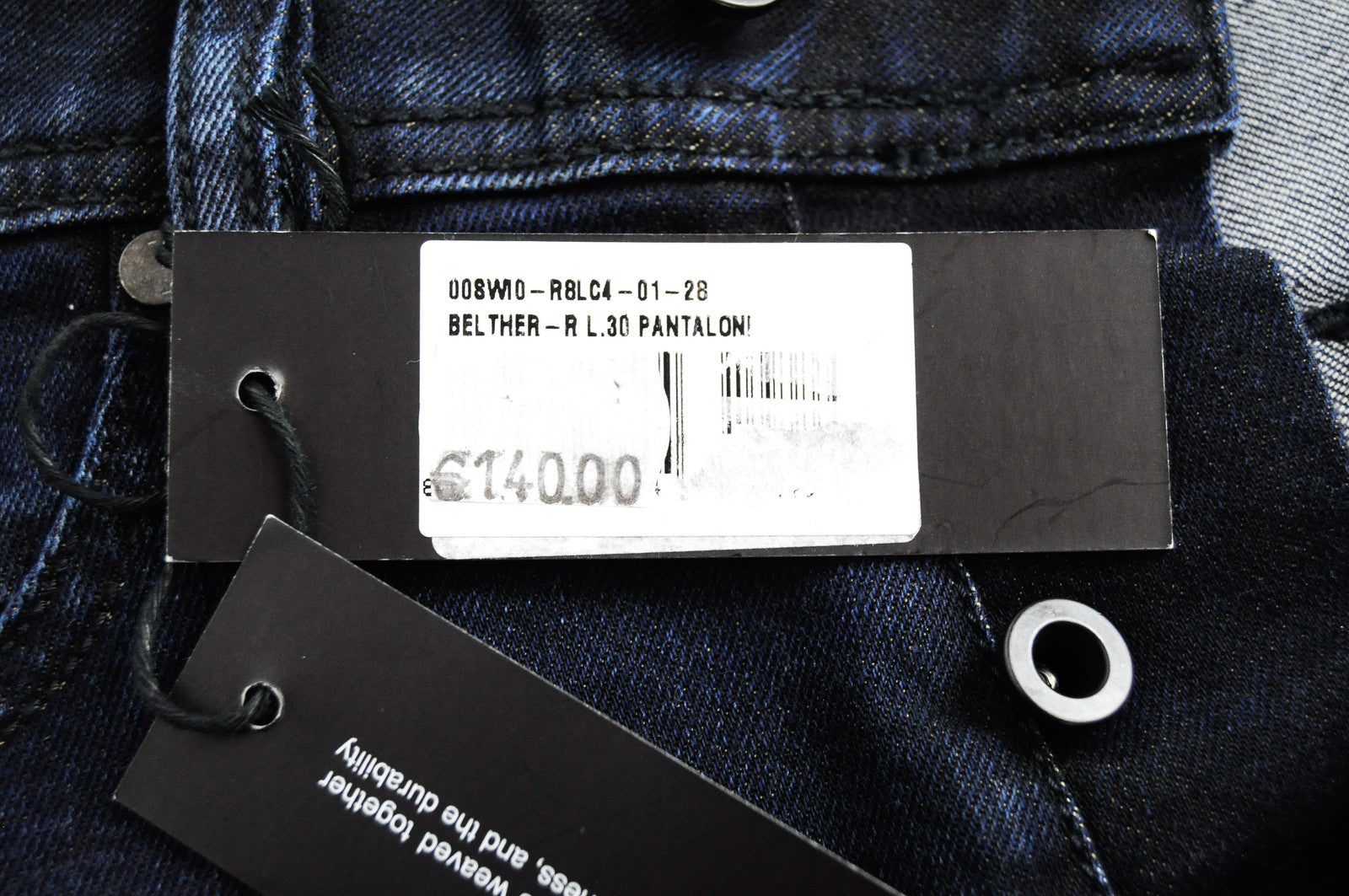 DIESEL Belther-R R8LC4 vyriški W28 L30 ploni siaurėjantys tamprūs džinsai tamsiai mėlyni 