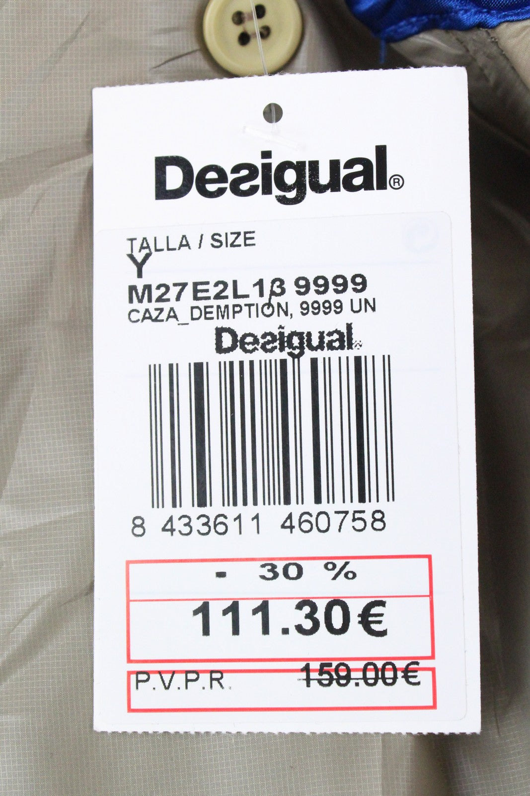 DESIGUAL Demption moteriškas paltas EU38 rudas melanžas su dvigubu pamušalu 
