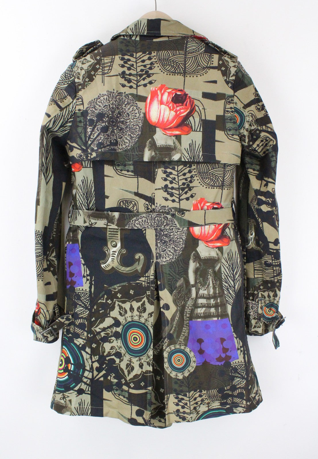 DESIGUAL Demption moteriškas paltas EU38 rudas melanžas su dvigubu pamušalu 