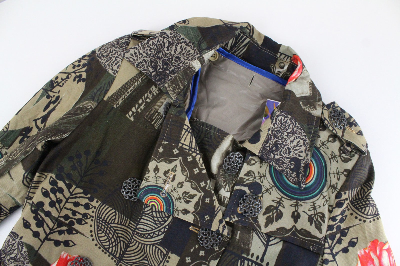 DESIGUAL Demption moteriškas paltas EU38 rudas melanžas su dvigubu pamušalu 