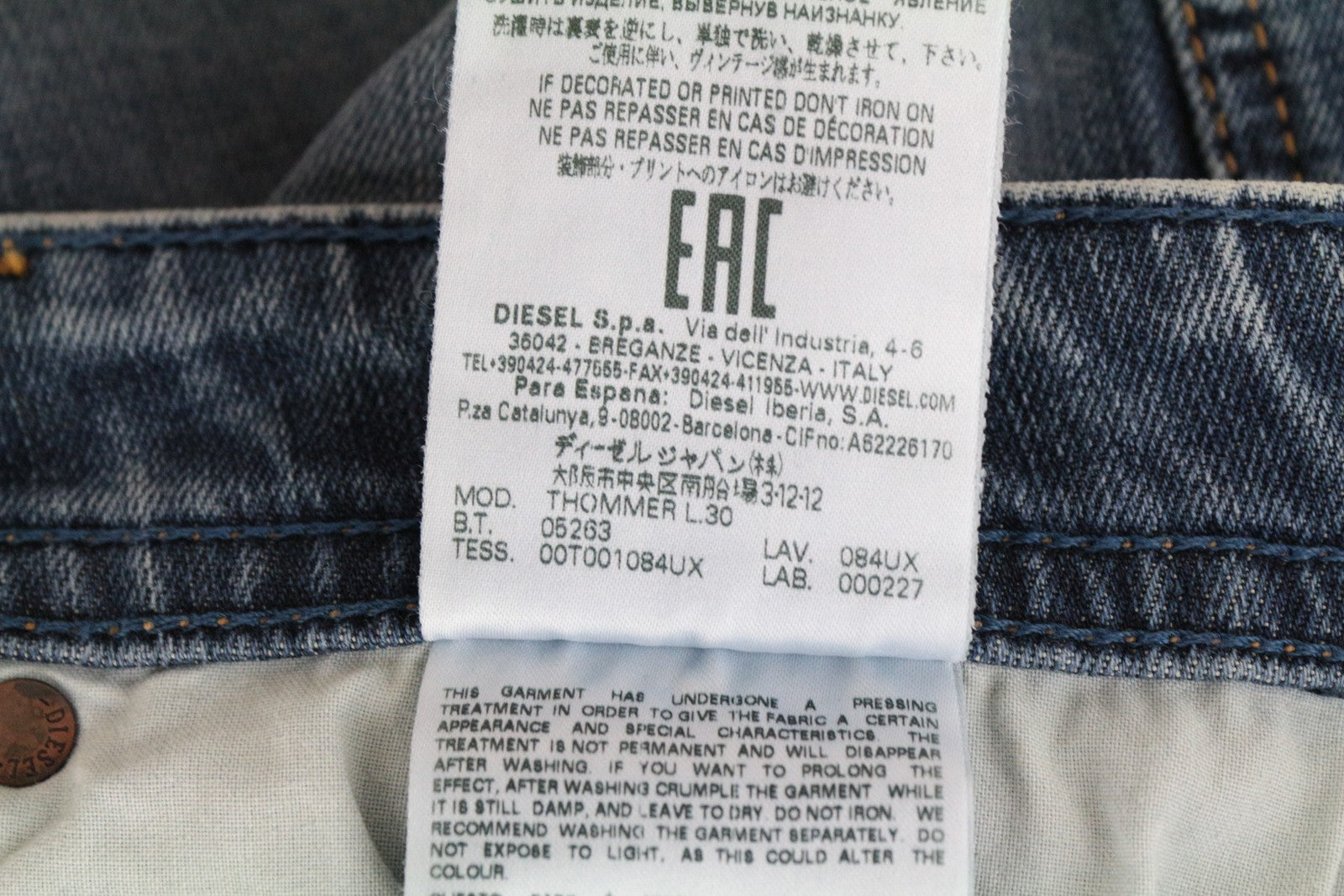 DIESEL Thommer 084UX vyriški džinsai W28/L30 Wash Blue Skinny 