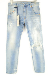 DIESEL Krooley-T 087AE vyriški W29 Jogg mėlyni ploni tamprūs išblukusio audinio džinsai 