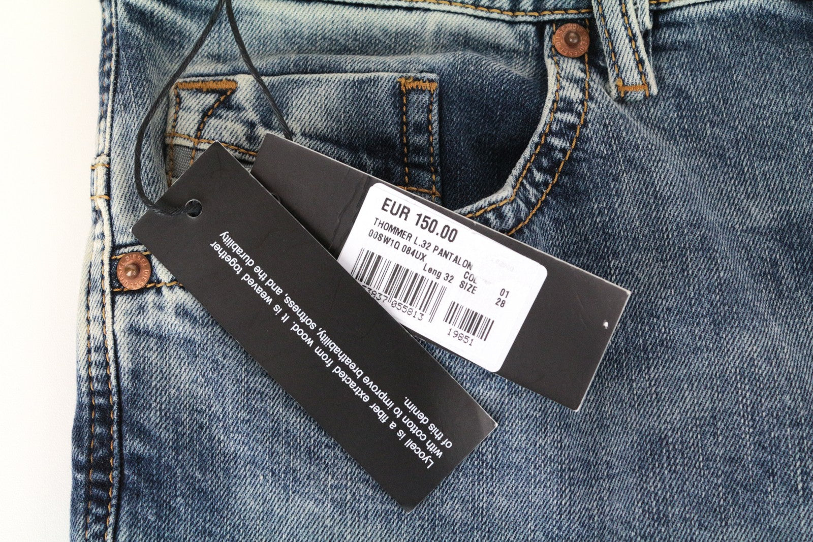 DIESEL Thommer 084UX vyriški džinsai W28/L32 Blue Wash Denim 