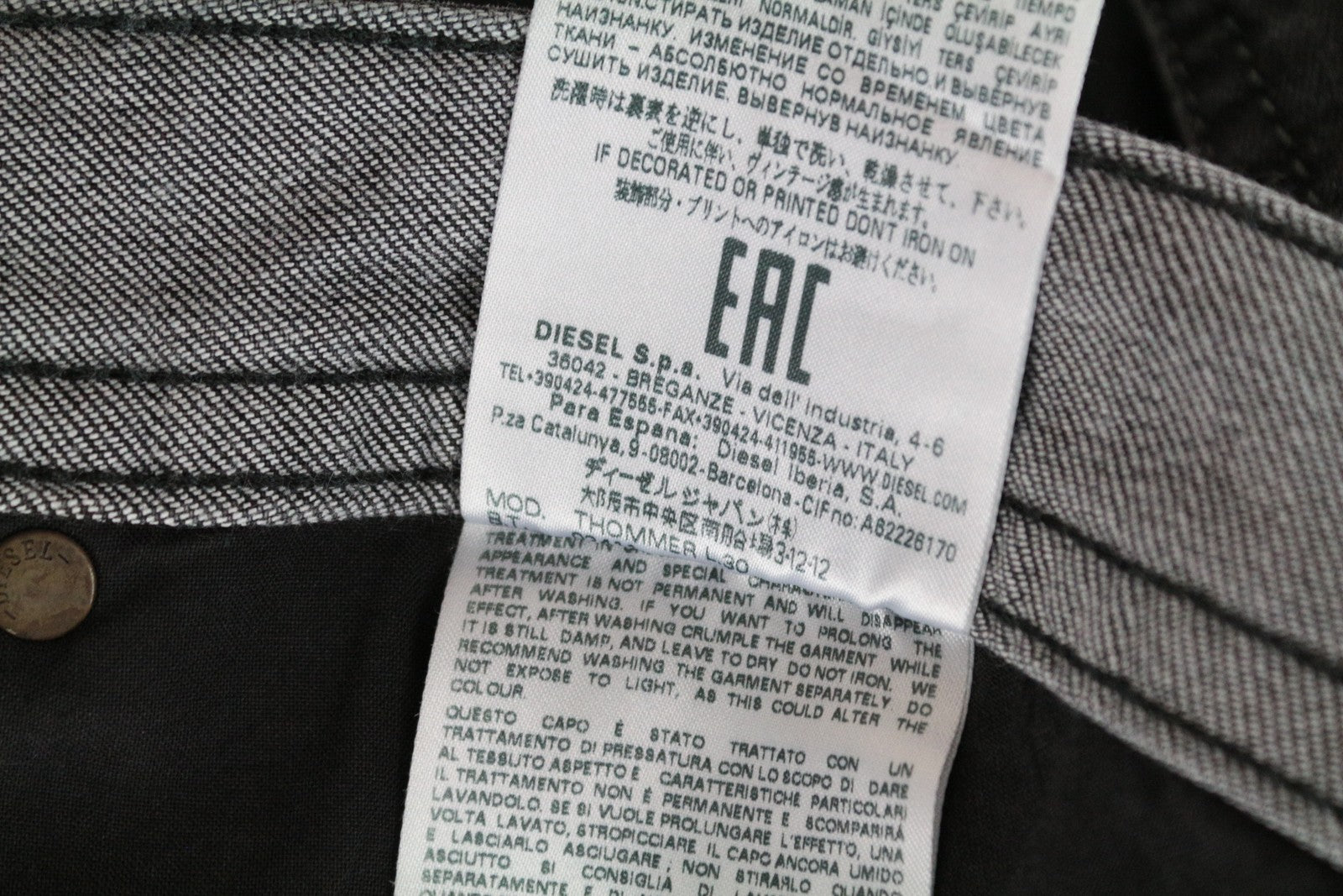 DIESEL Thommer 0687J vyriški džinsai W32/L30 Stretch Grey 