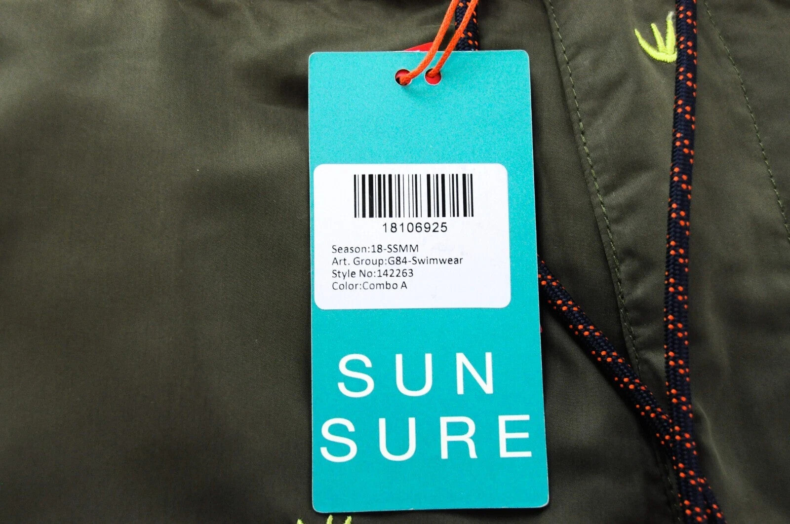 SCOTCH & SODA Swim Shorts W36 Men Green Pull-On Embroidered Ams Couture Beach