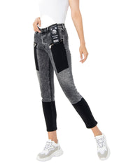 DIESEL Babhila-BK-SP 0890T moteriški džinsai W29/L30 pilki su detalėmis 