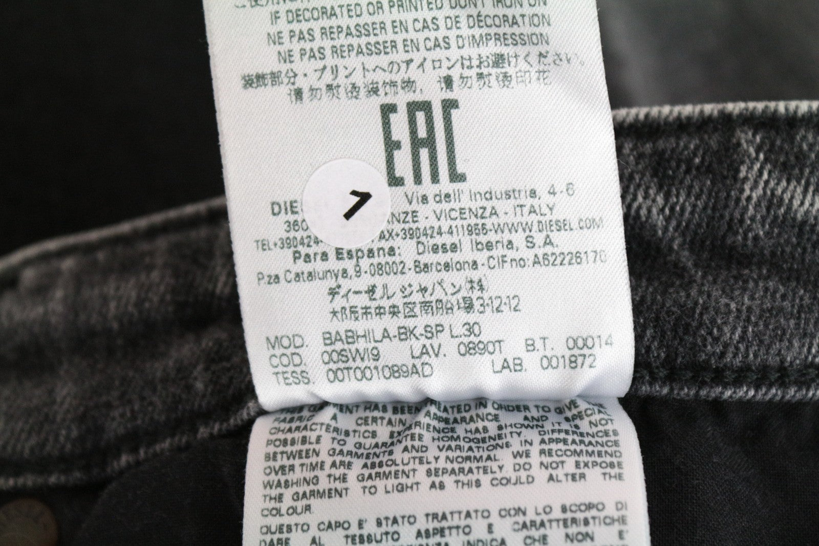 DIESEL Babhila-BK-SP 0890T moteriški džinsai W29/L30 pilki su detalėmis 