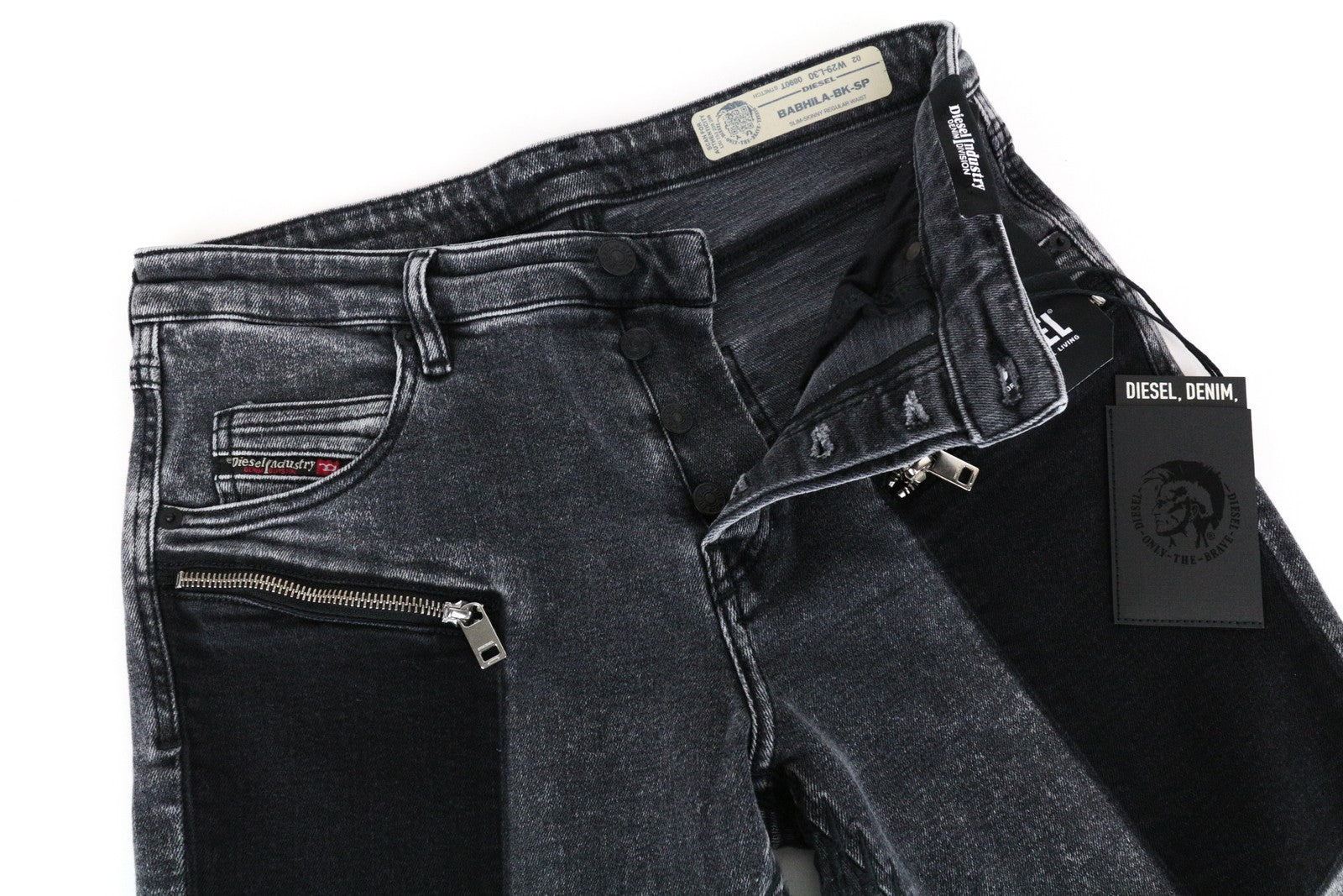 DIESEL Babhila-BK-SP 0890T moteriški džinsai W29/L30 pilki su detalėmis 