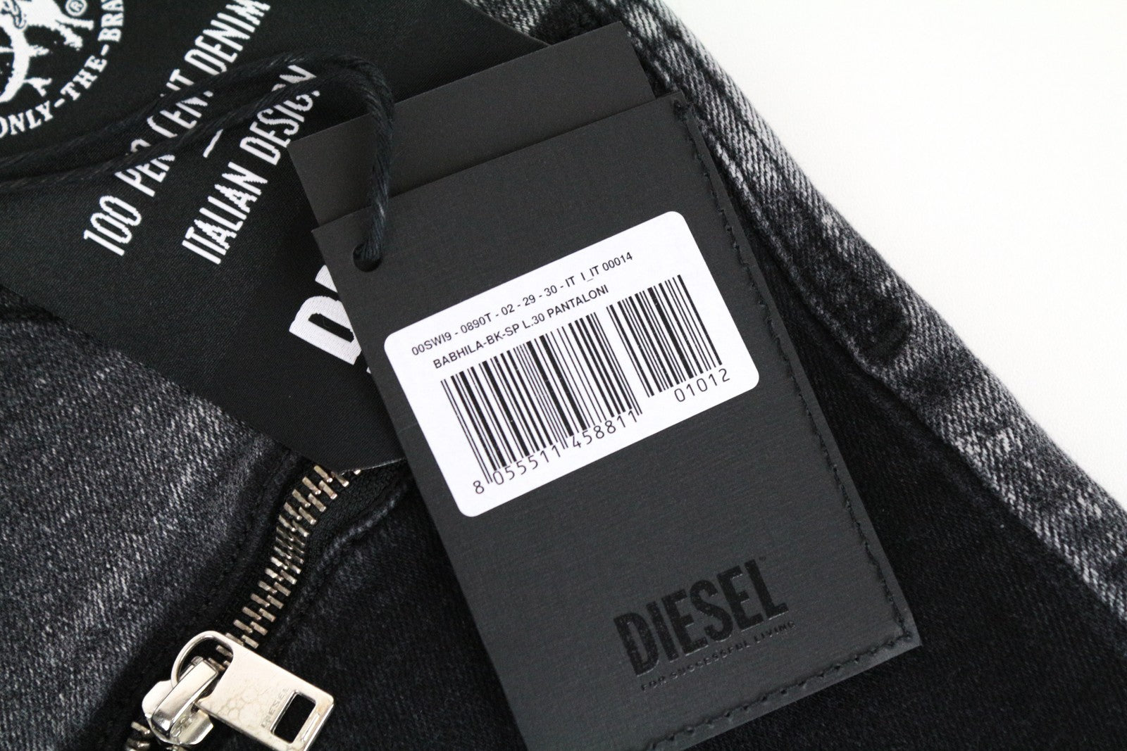 DIESEL Babhila-BK-SP 0890T moteriški džinsai W29/L30 pilki su detalėmis 