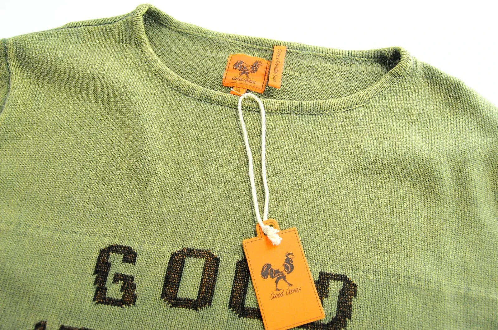 GOOD GENES XL vyriškas megztinis žalias medvilninis ilgomis rankovėmis megztinis 
