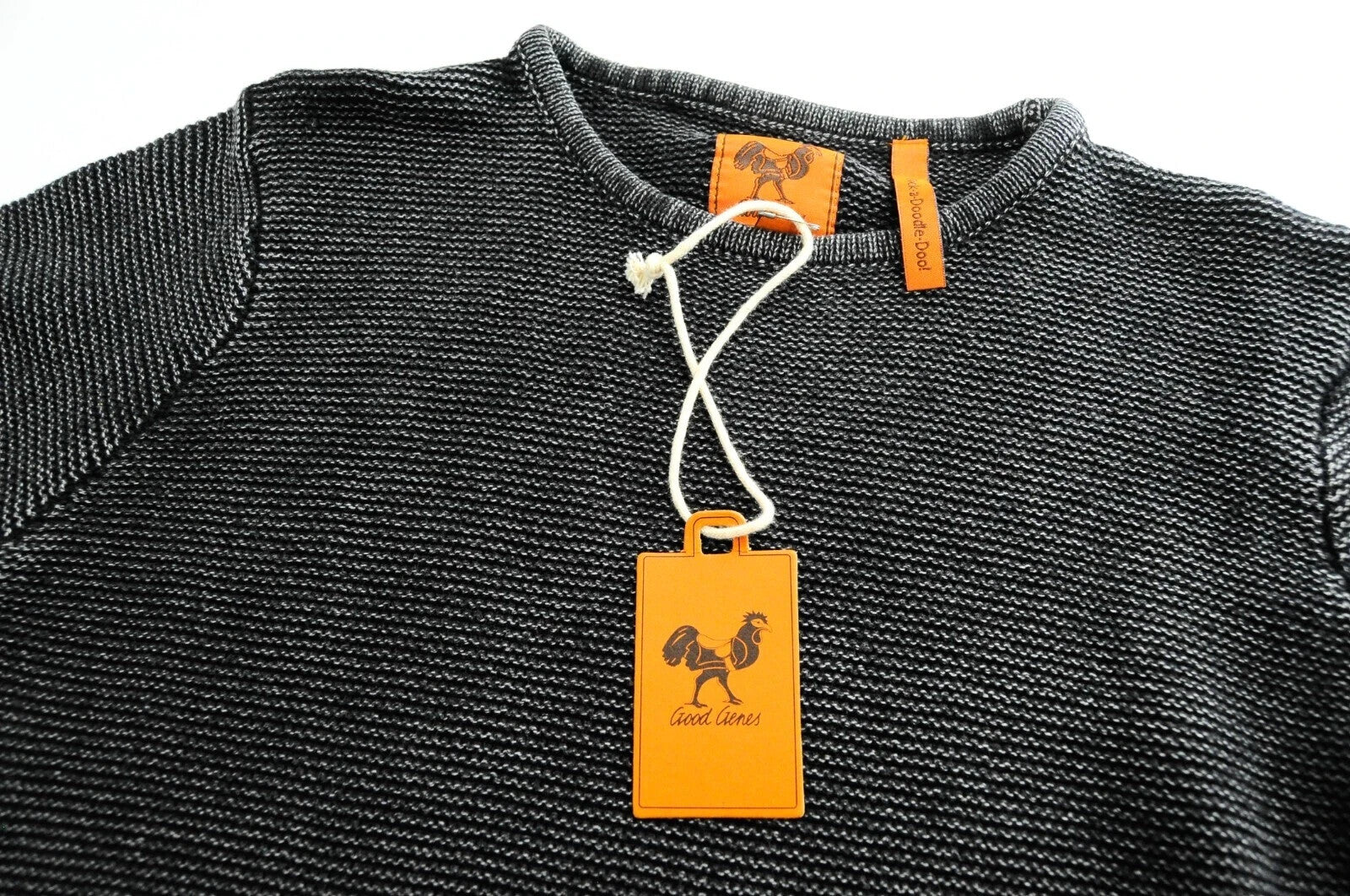 GOOD GENES XS moteriškas juodas megztas medvilninis megztinis ilgomis rankovėmis