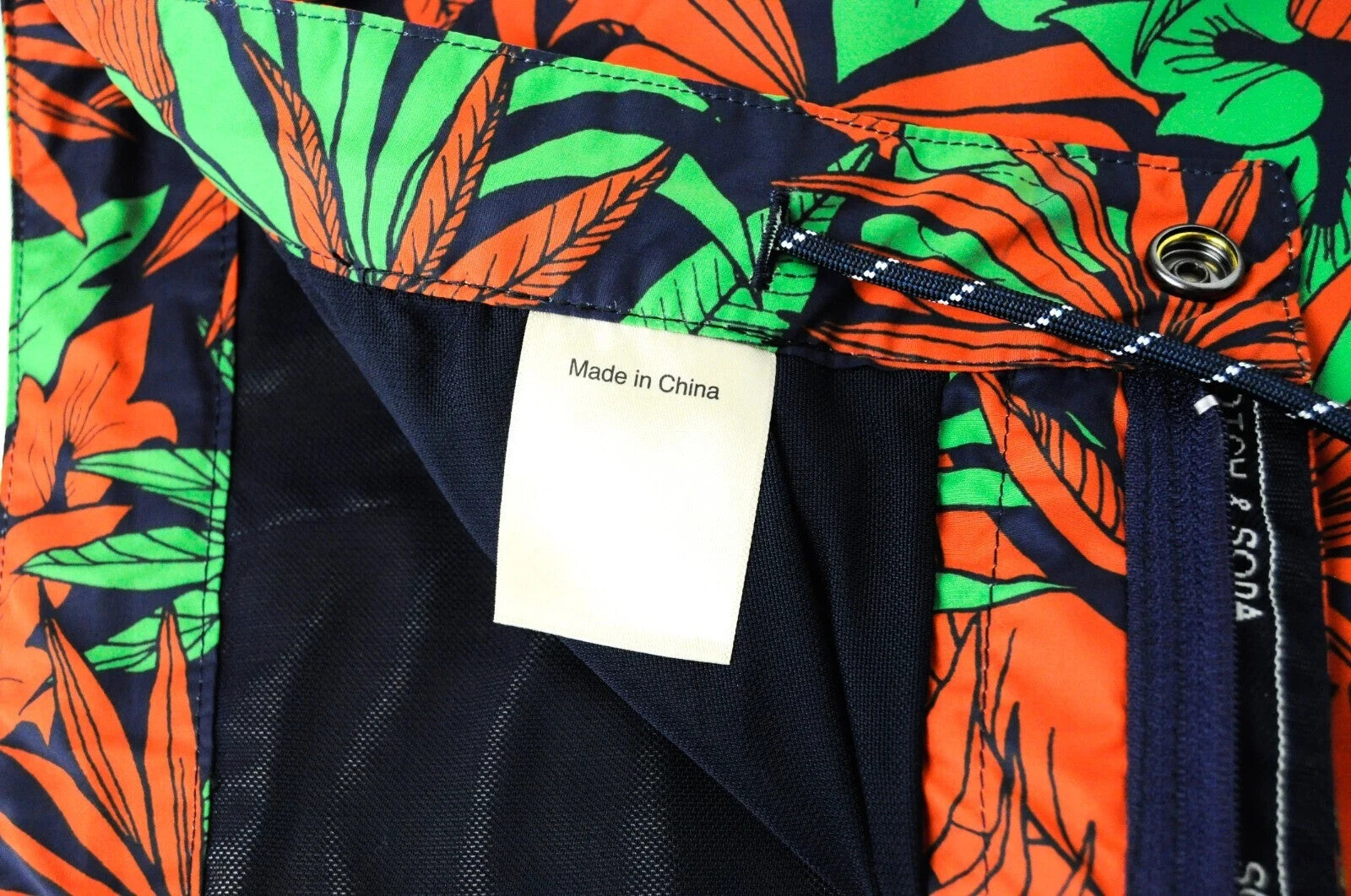 SCOTCH & SODA Swim Shorts W34 Men Leaf Pattern Green Orange Pull-On Couture